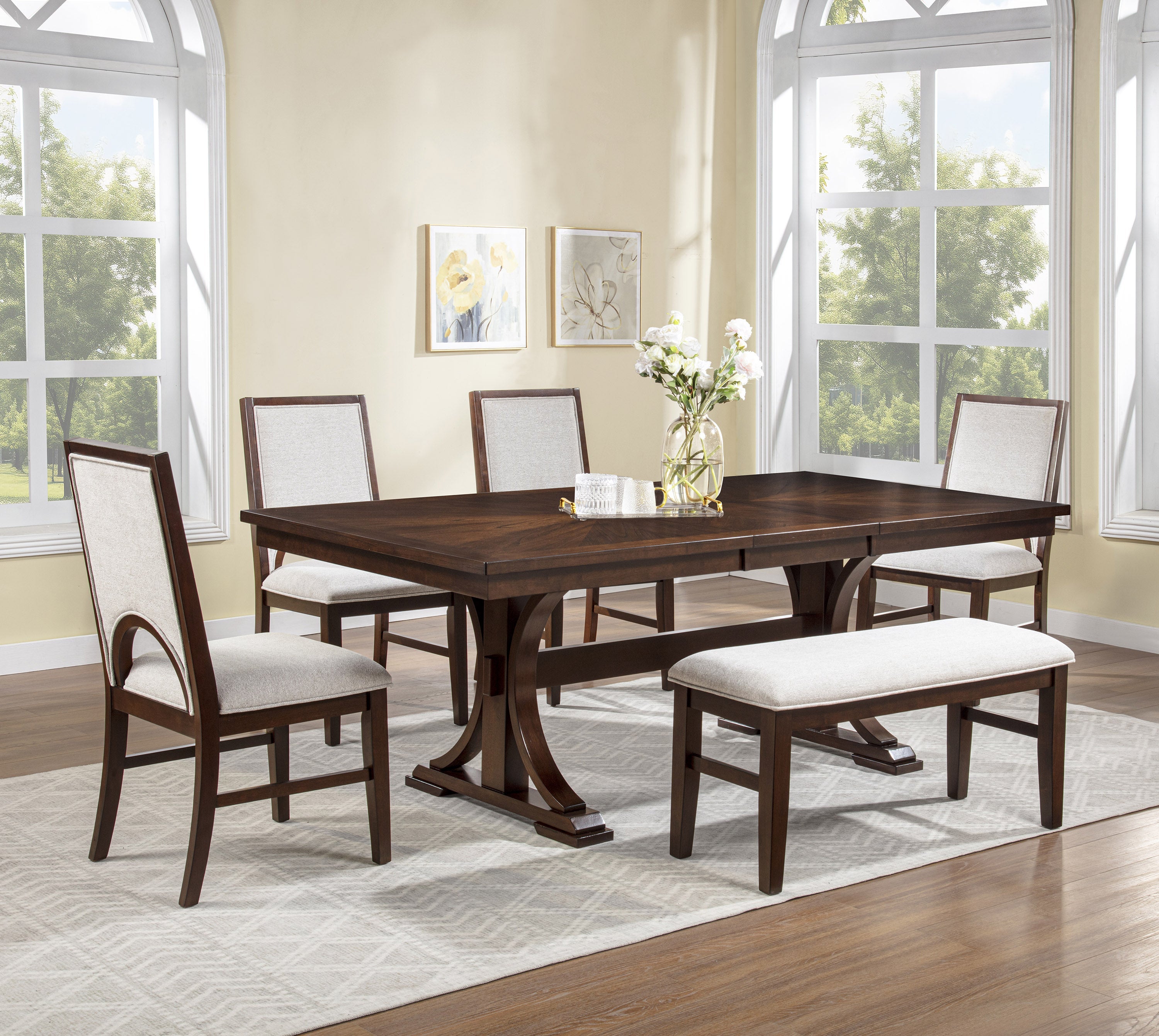 Hamil Brown Extendable Dining Table with 18" Butterfly Leaf