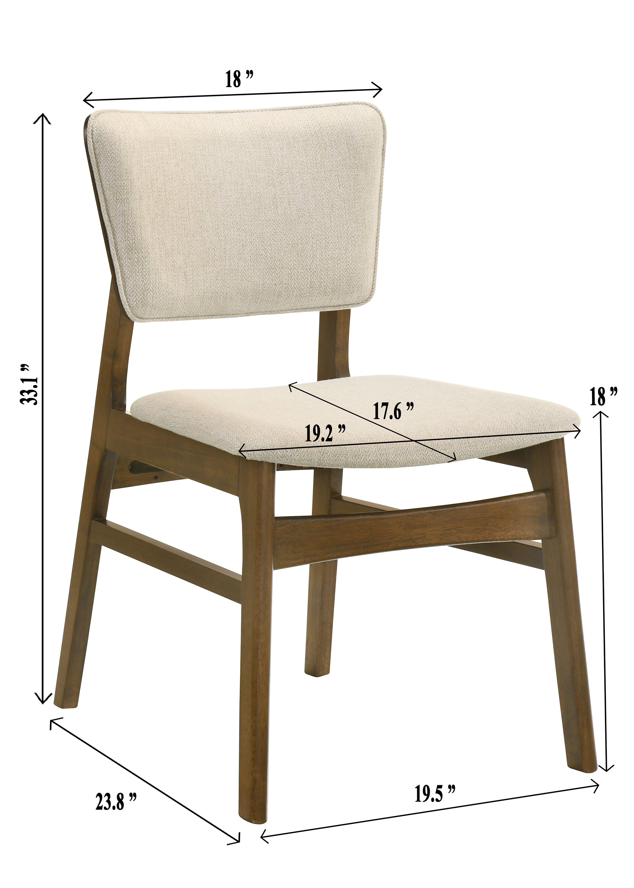 Rolstan Beige/Brown Dining Side Chair, Set of 2