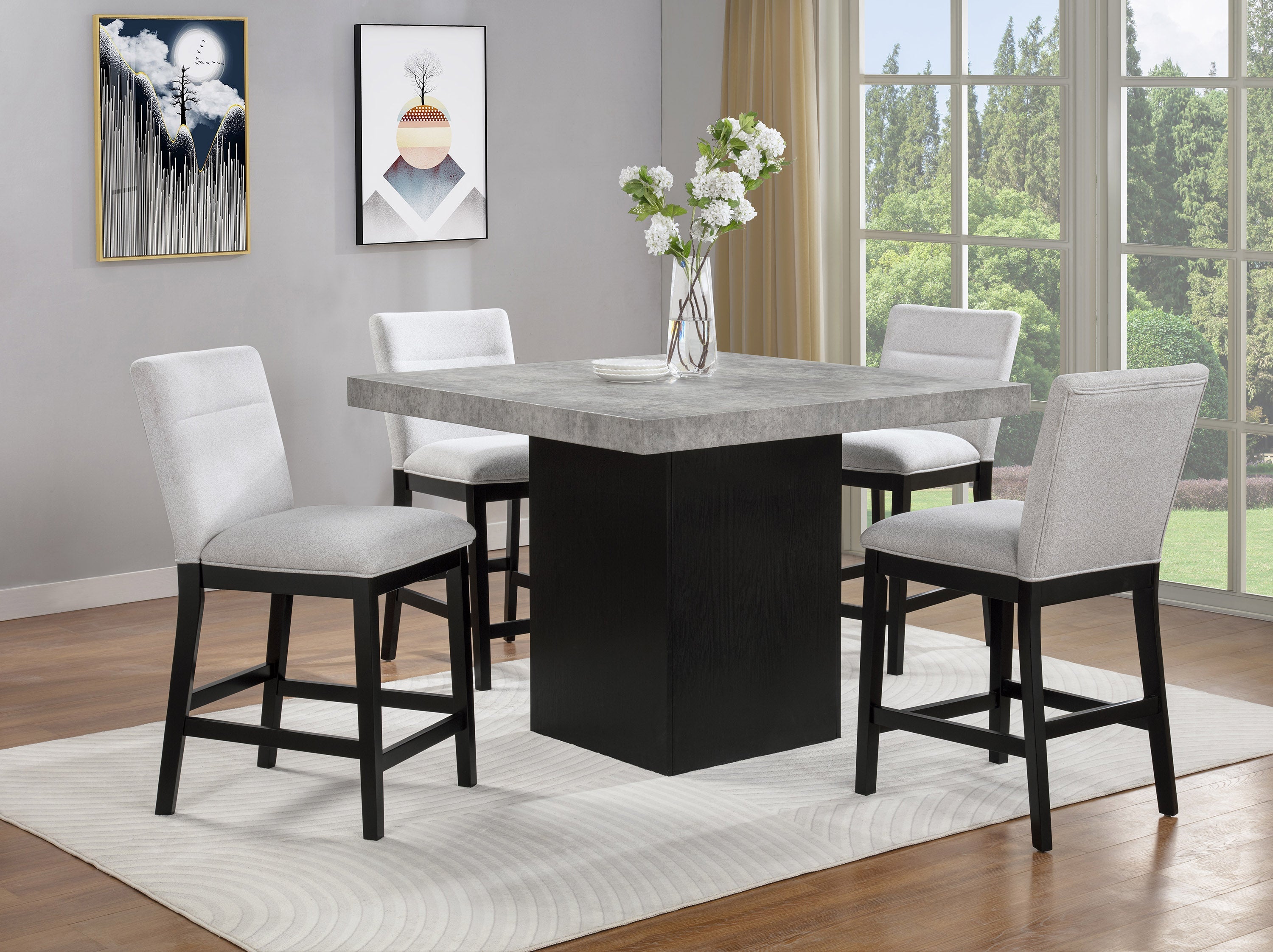 Sebastian Black/Gray Counter Height Chair, Set of 2