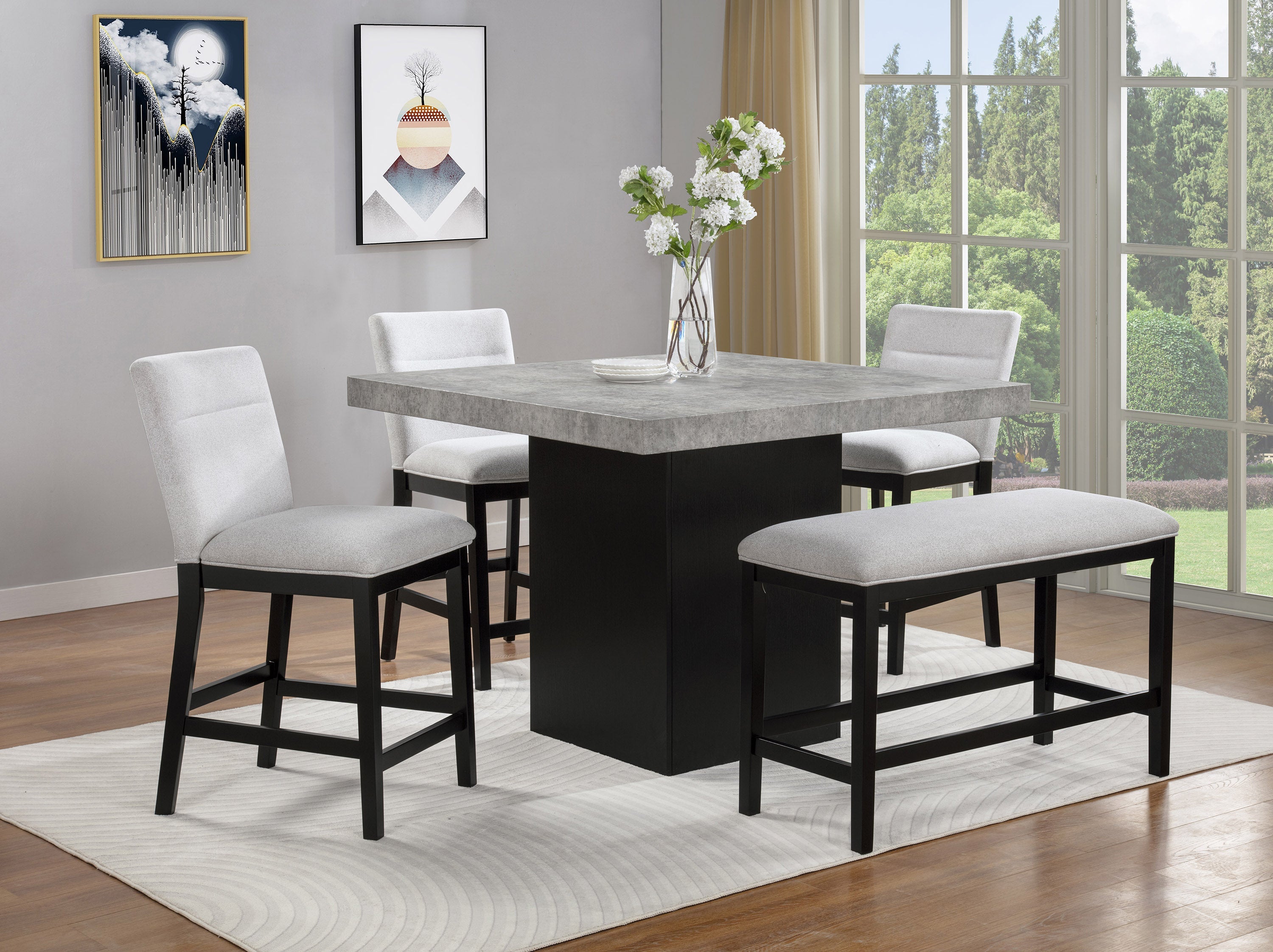 Sebastian Black/Gray Counter Height Bench