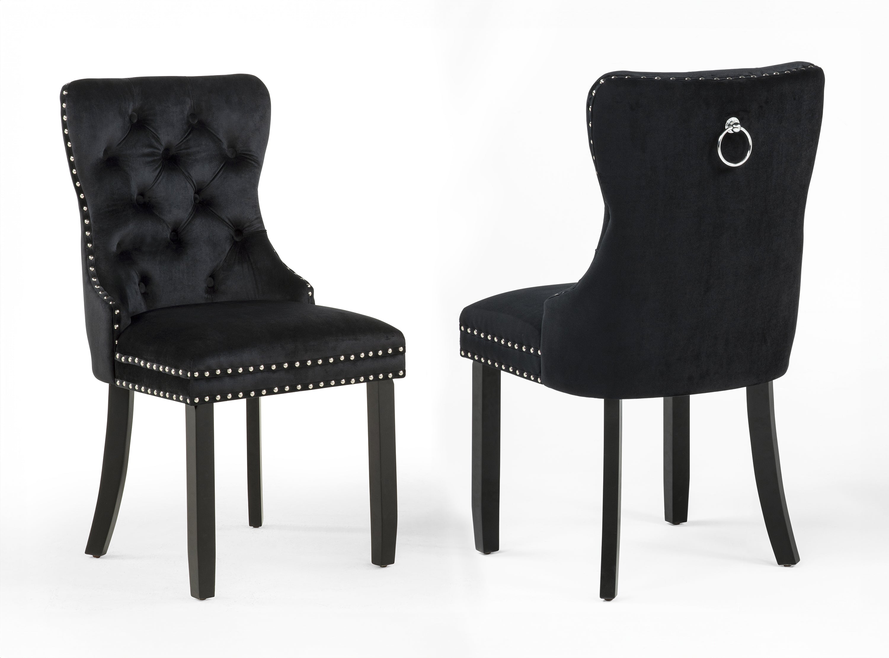 Arabella Black Velvet Accent Chair, Set of 2