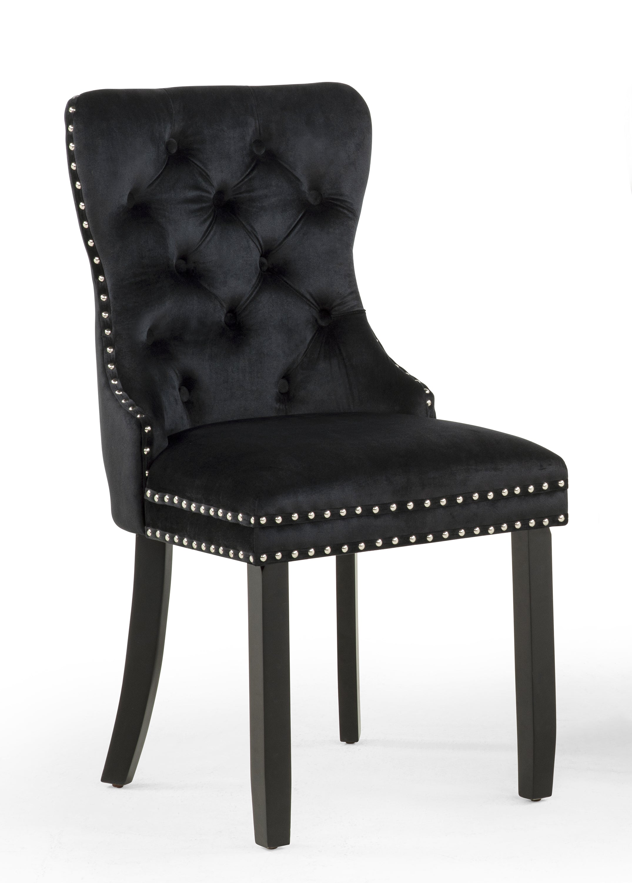 Arabella Black Velvet Accent Chair, Set of 2