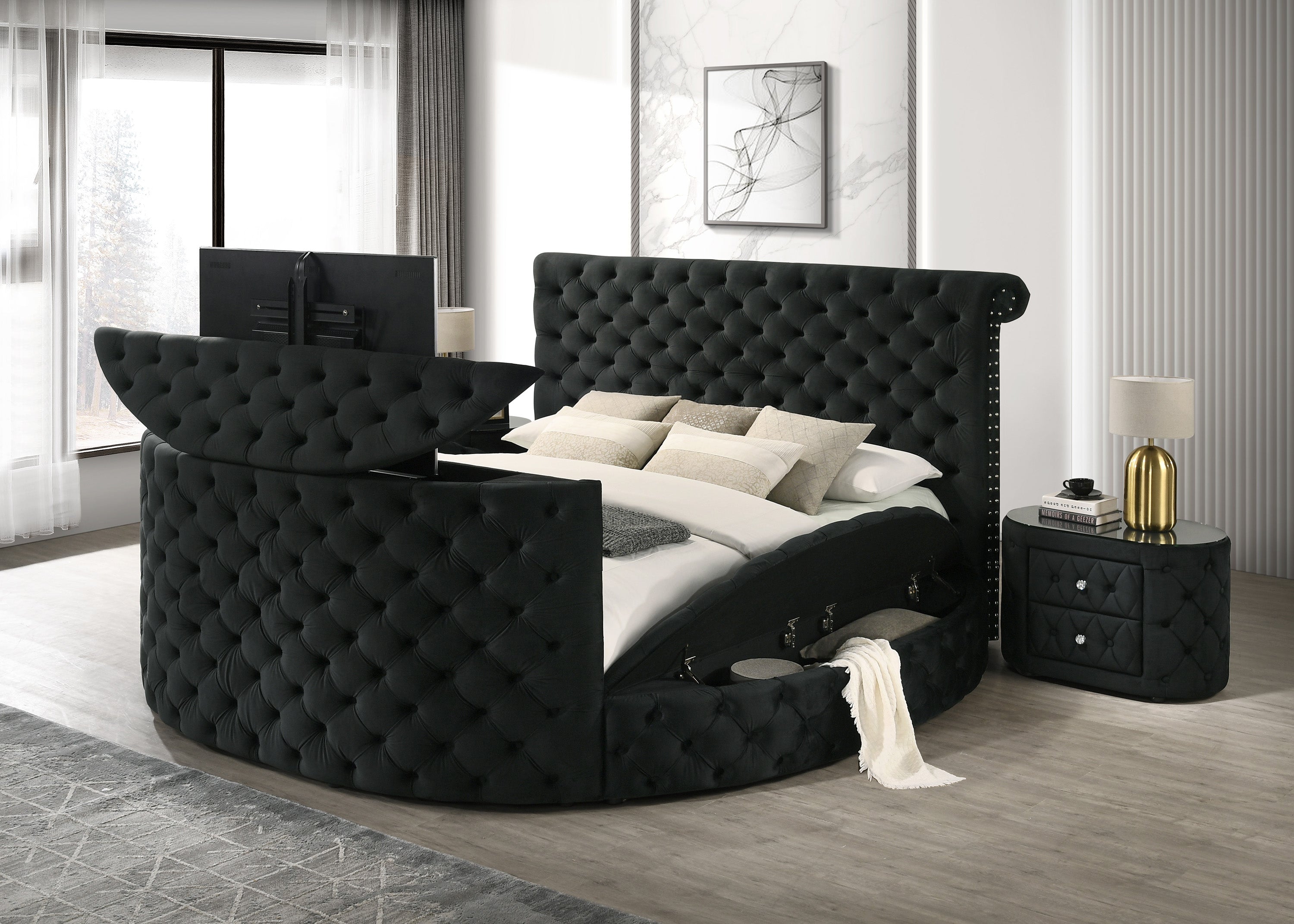 VOLTARE QUEEN FB TV/FIREPLACE BLACK