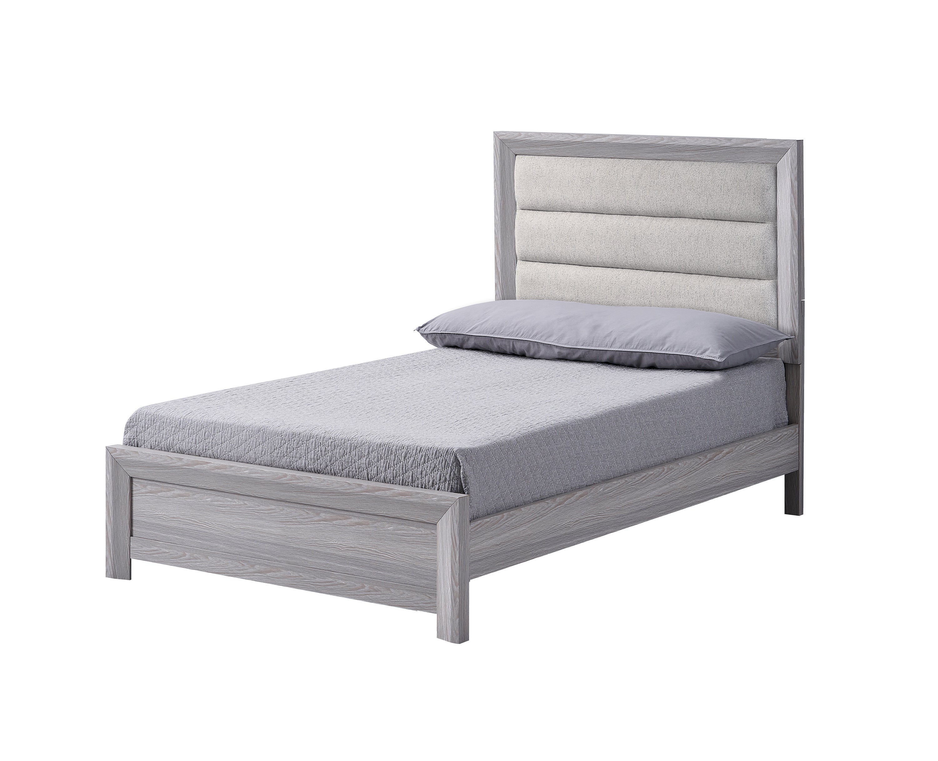 Adelaide Driftwood Twin Upholstered Panel Bed