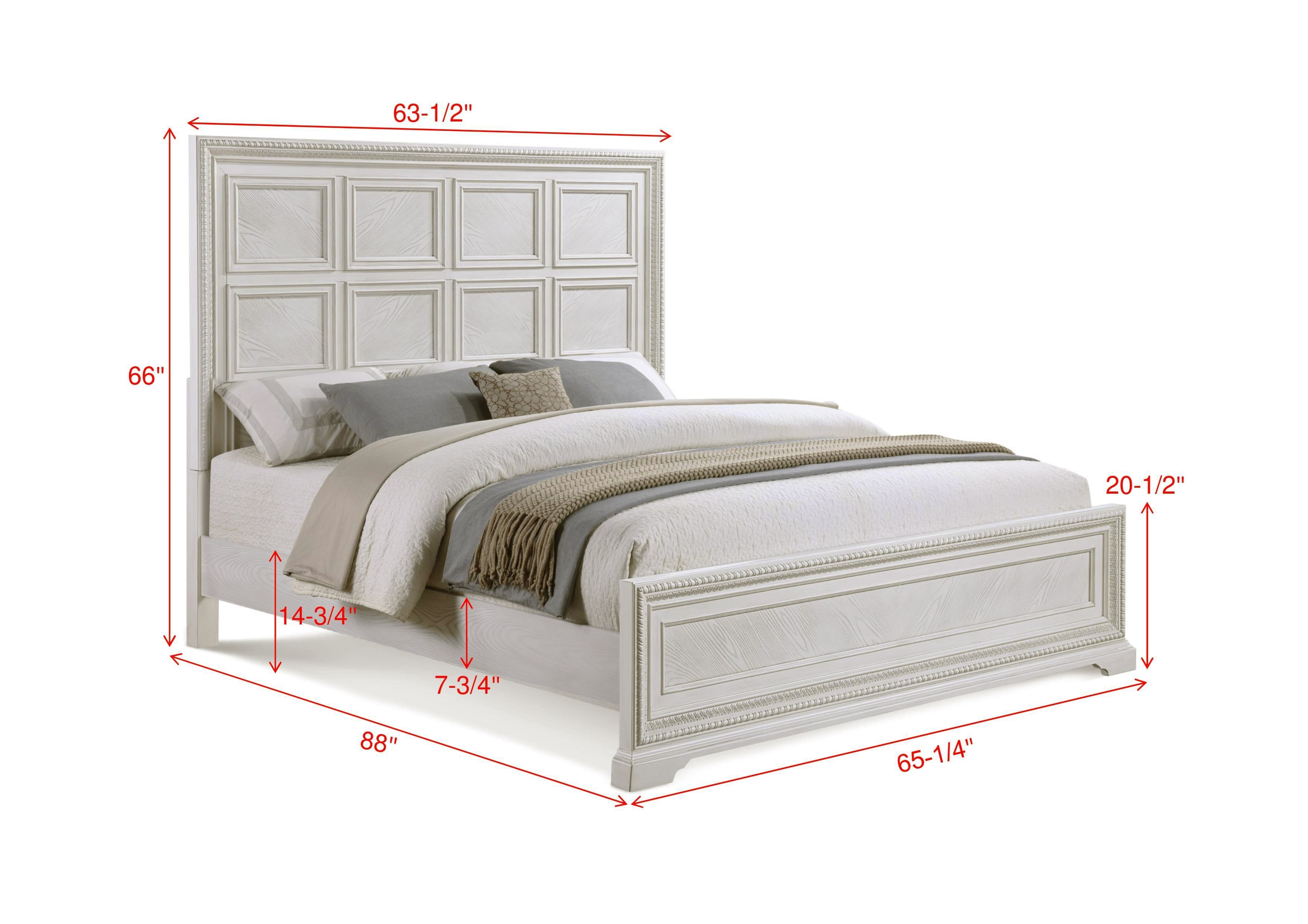Alexandria Antique White Queen Panel Bed