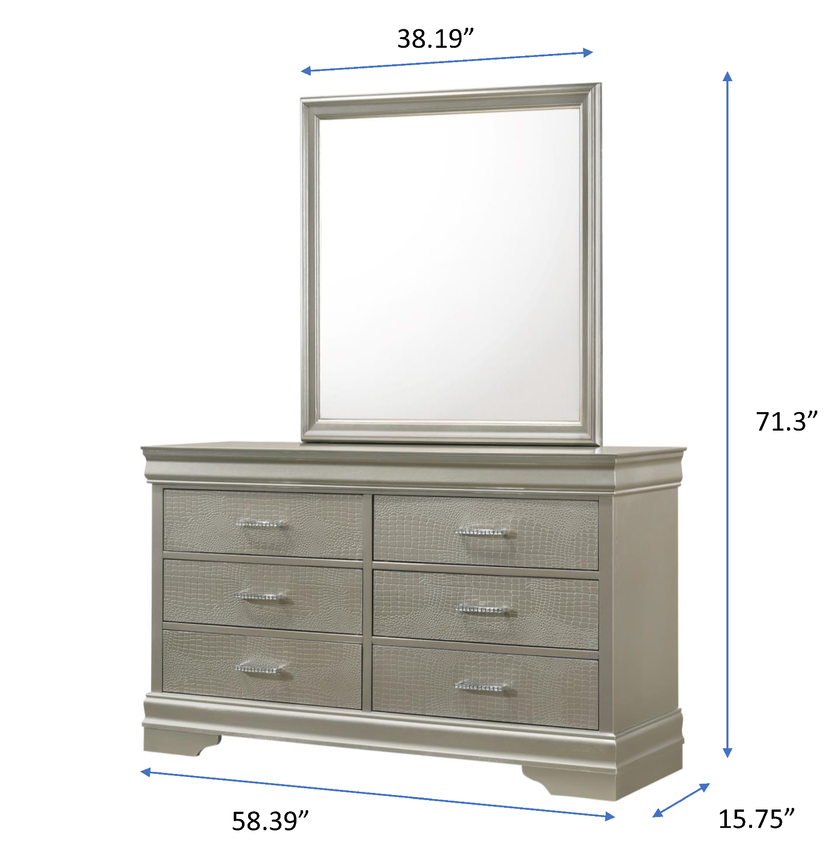 Amalia Champagne Silver Dresser