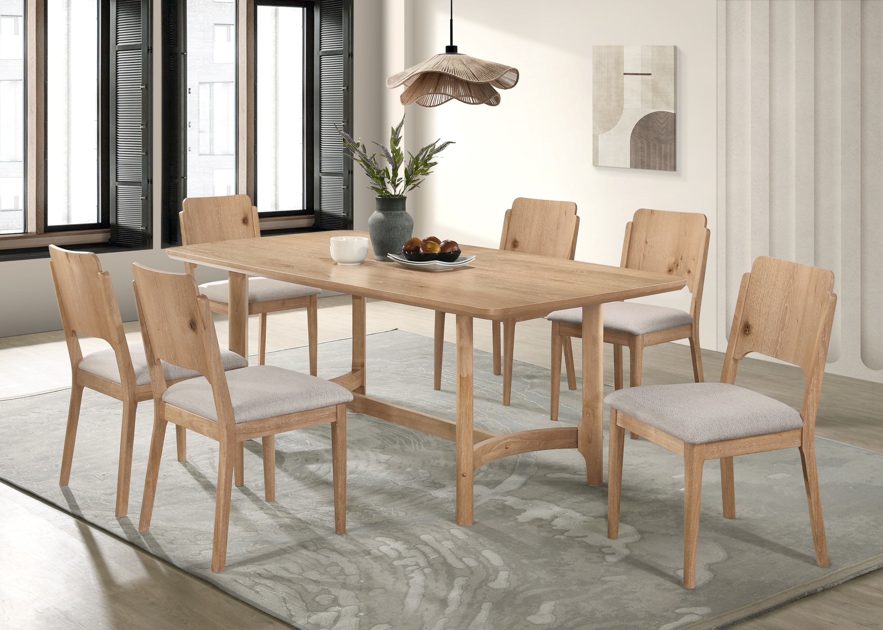 Arden Warm Wood/Beige Dining Side Chair, Set of 2