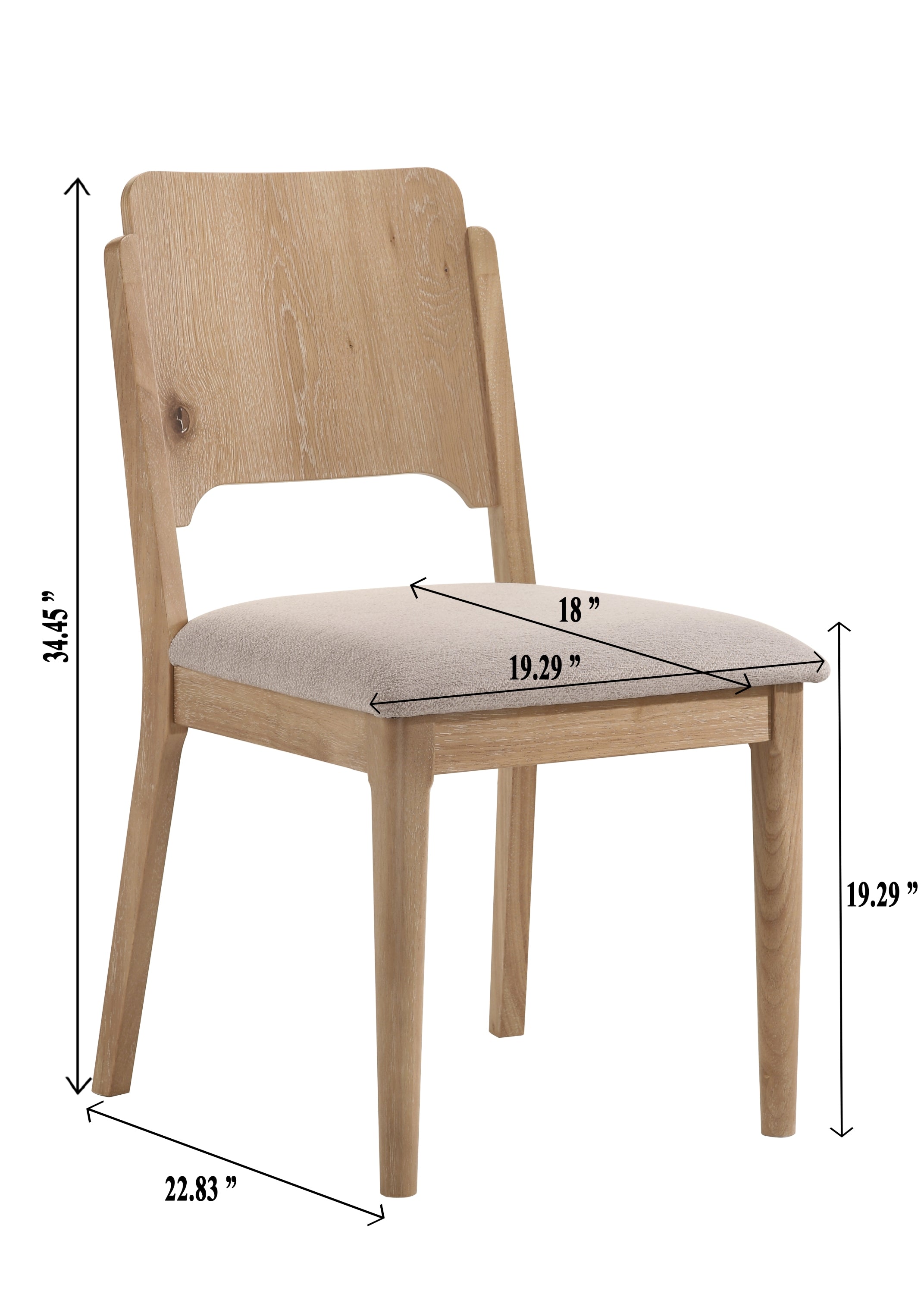 Arden Warm Wood/Beige Dining Side Chair, Set of 2