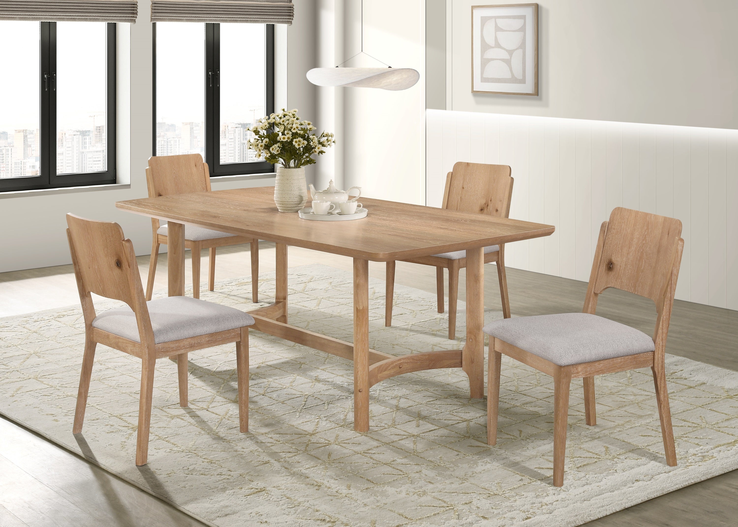 Arden Warm Wood/Beige Dining Side Chair, Set of 2