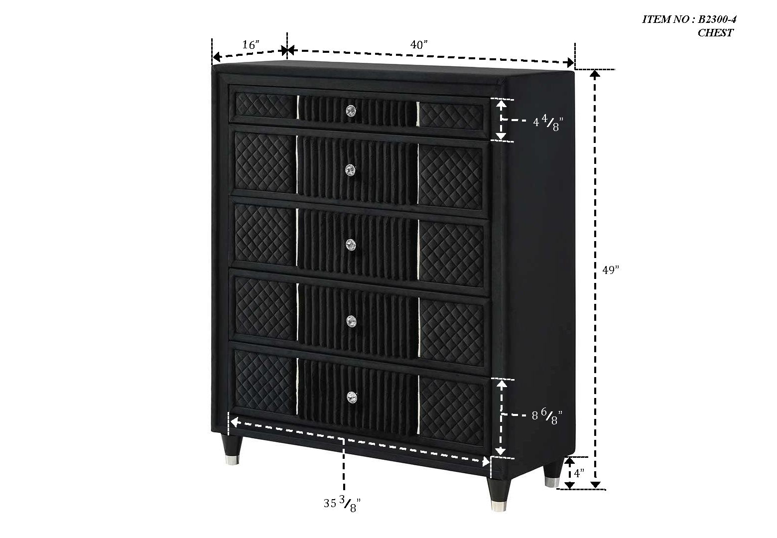 Armany Black Velvet Upholstered Bedroom Set