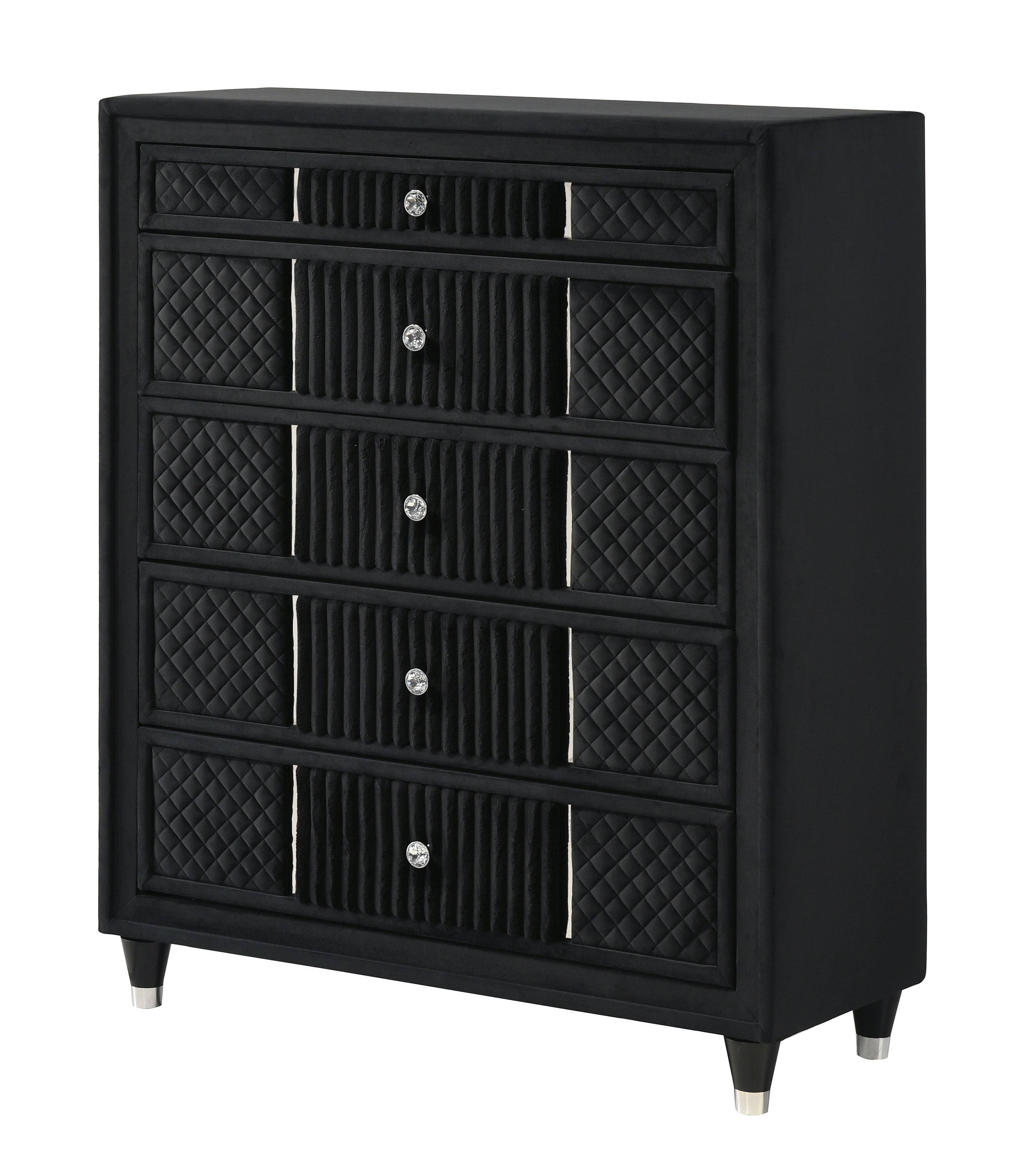 Armany Black Velvet Upholstered Bedroom Set