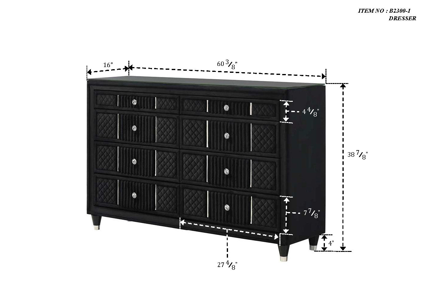 Armany Black Velvet Upholstered Bedroom Set