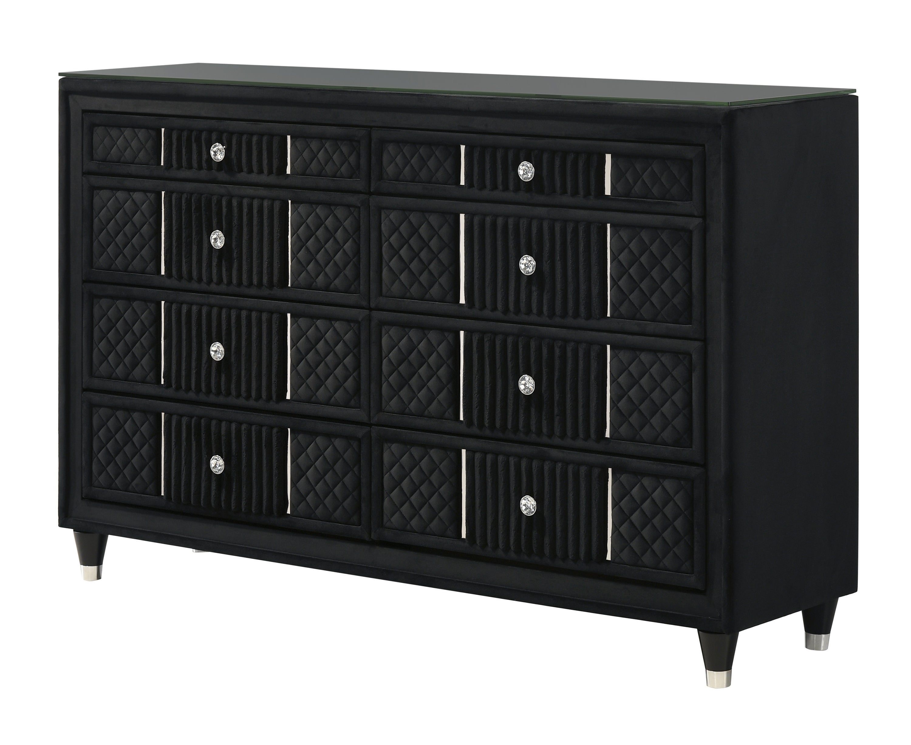 Armany Black Velvet Upholstered Bedroom Set