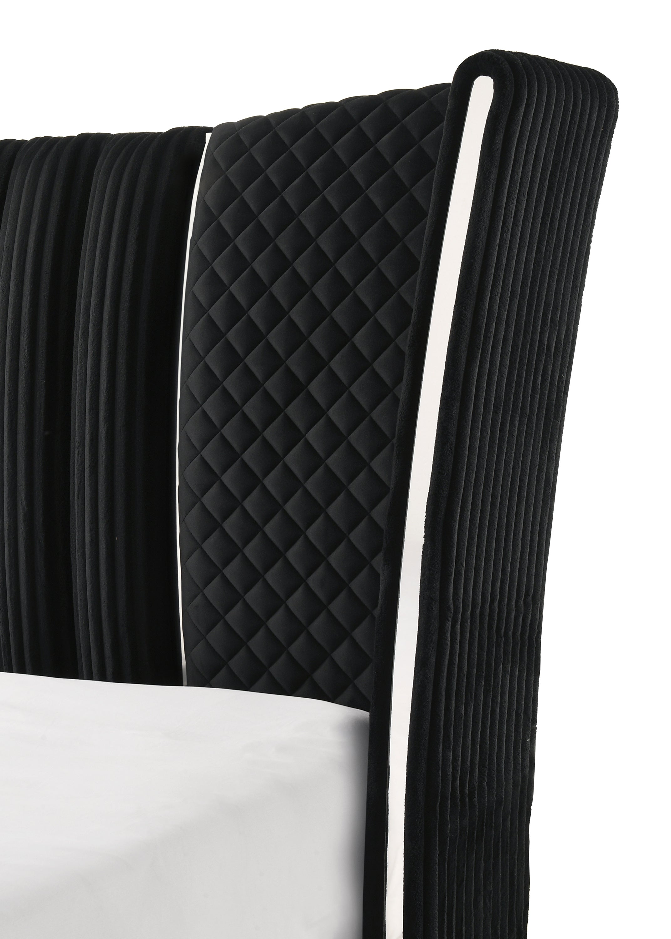 Armany Black Velvet Upholstered Bedroom Set