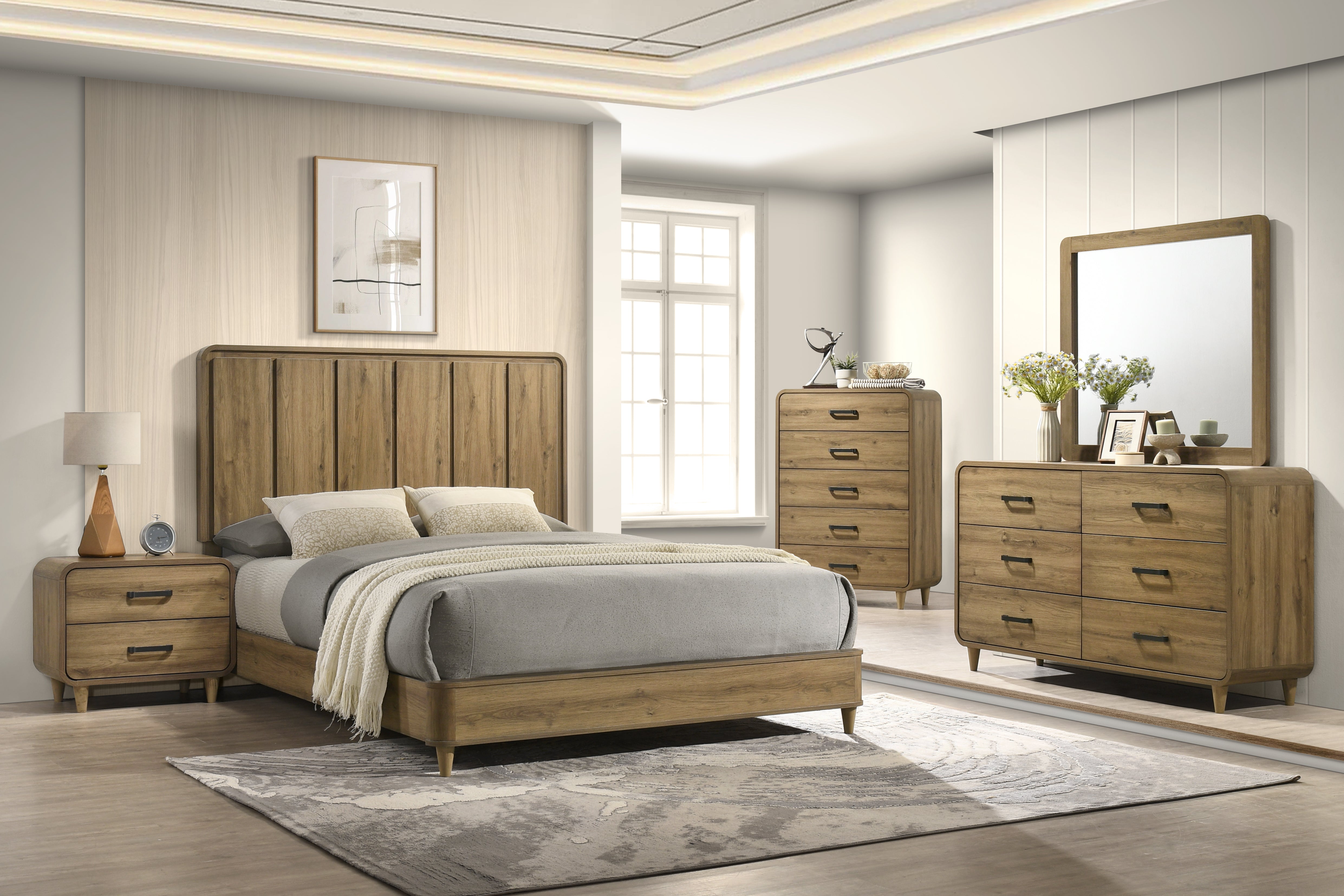 Nyomi Light Brown Queen Panel Bed