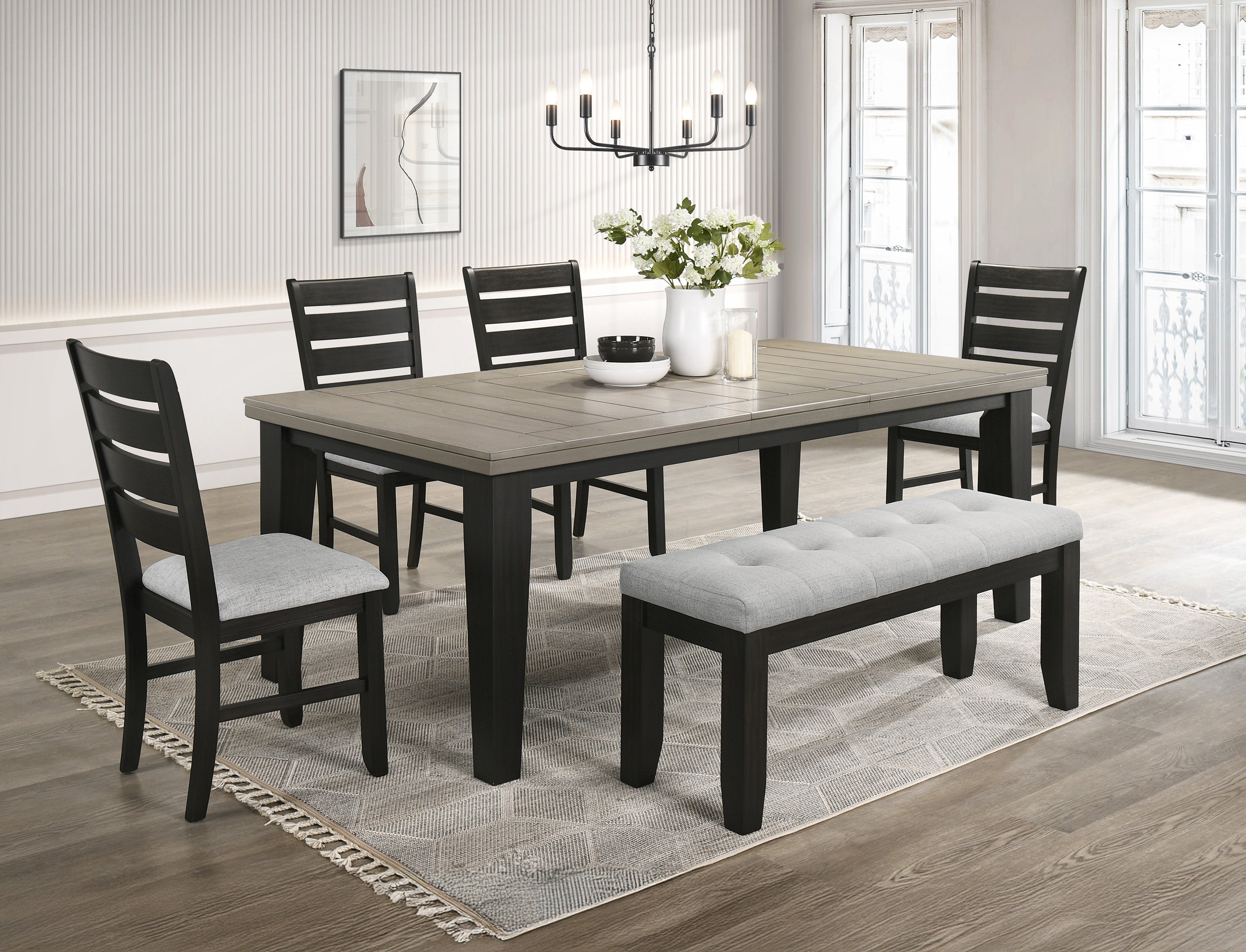 Bardstown Black/Light Gray Dining Side Chair, Set of 2