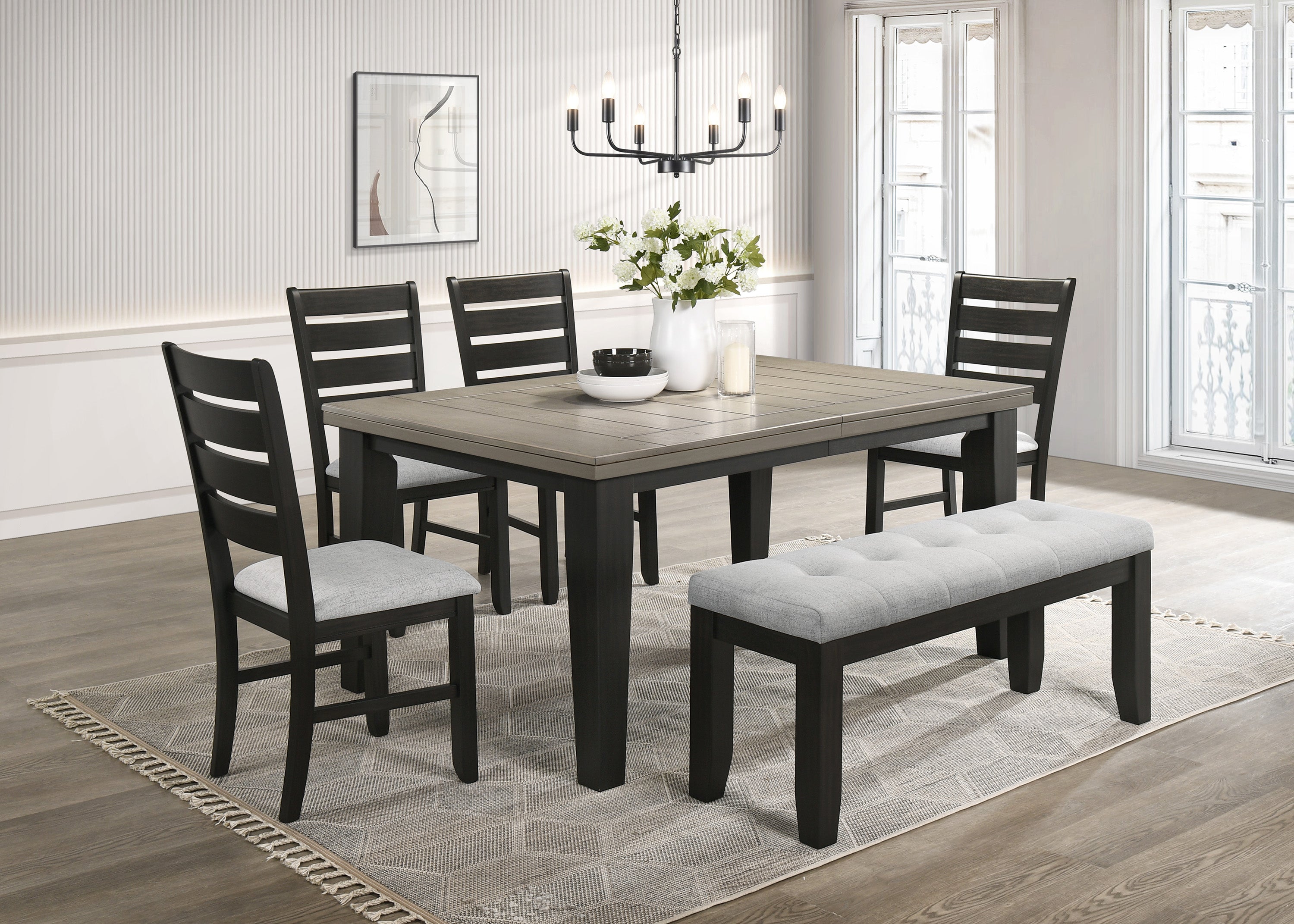 Bardstown Black/Light Gray Dining Side Chair, Set of 2