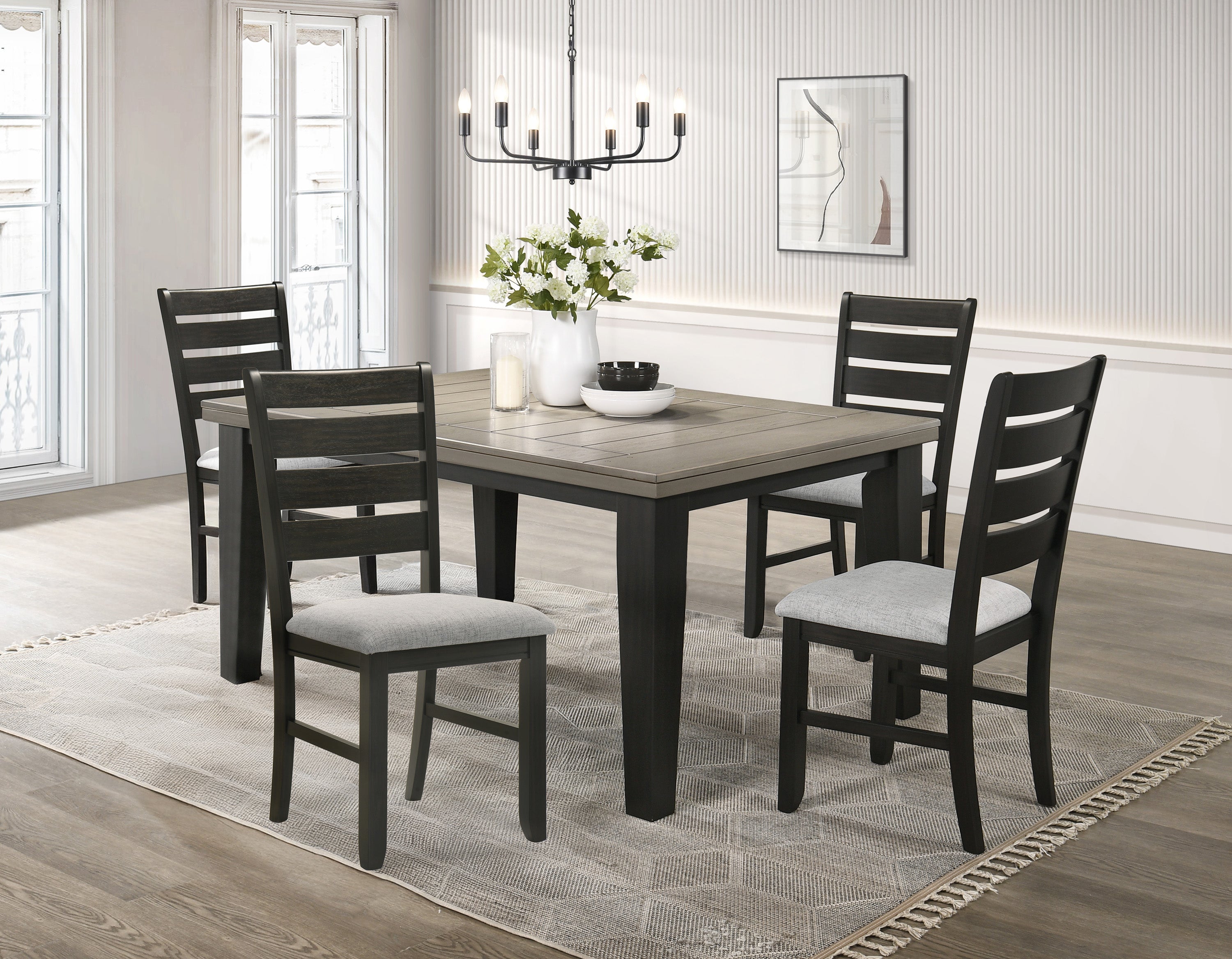 Bardstown Black/Light Gray Dining Side Chair, Set of 2