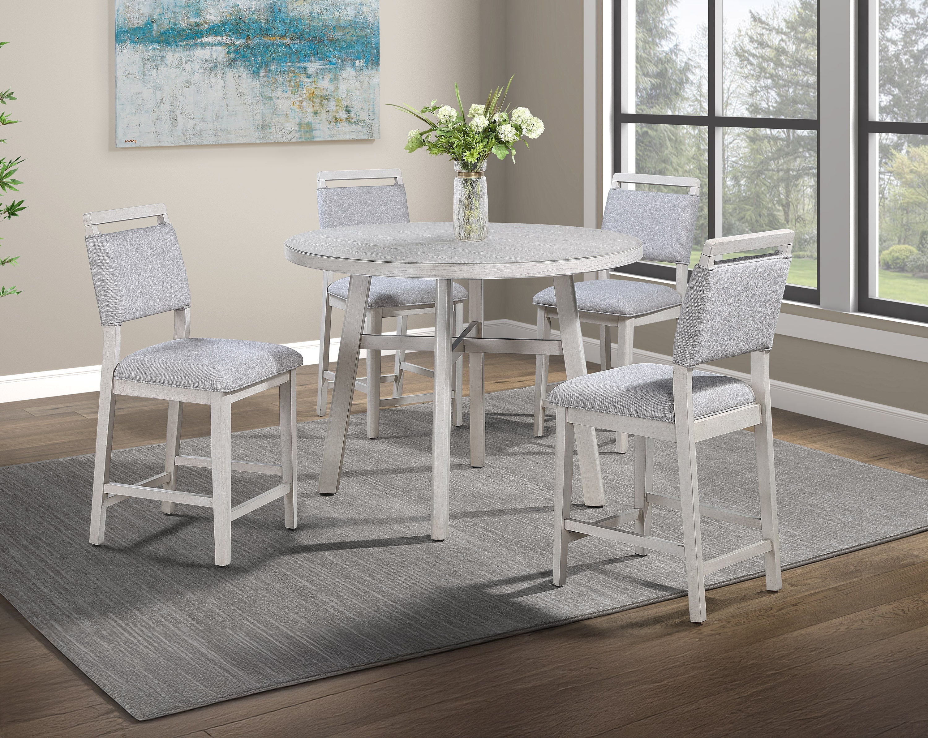 Blanche Gray Round Counter Height Dining Chair, Set of 2