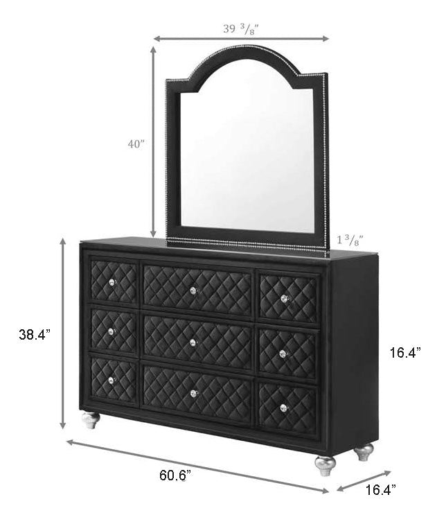 Cameo Black Upholstered Panel Bedroom Set