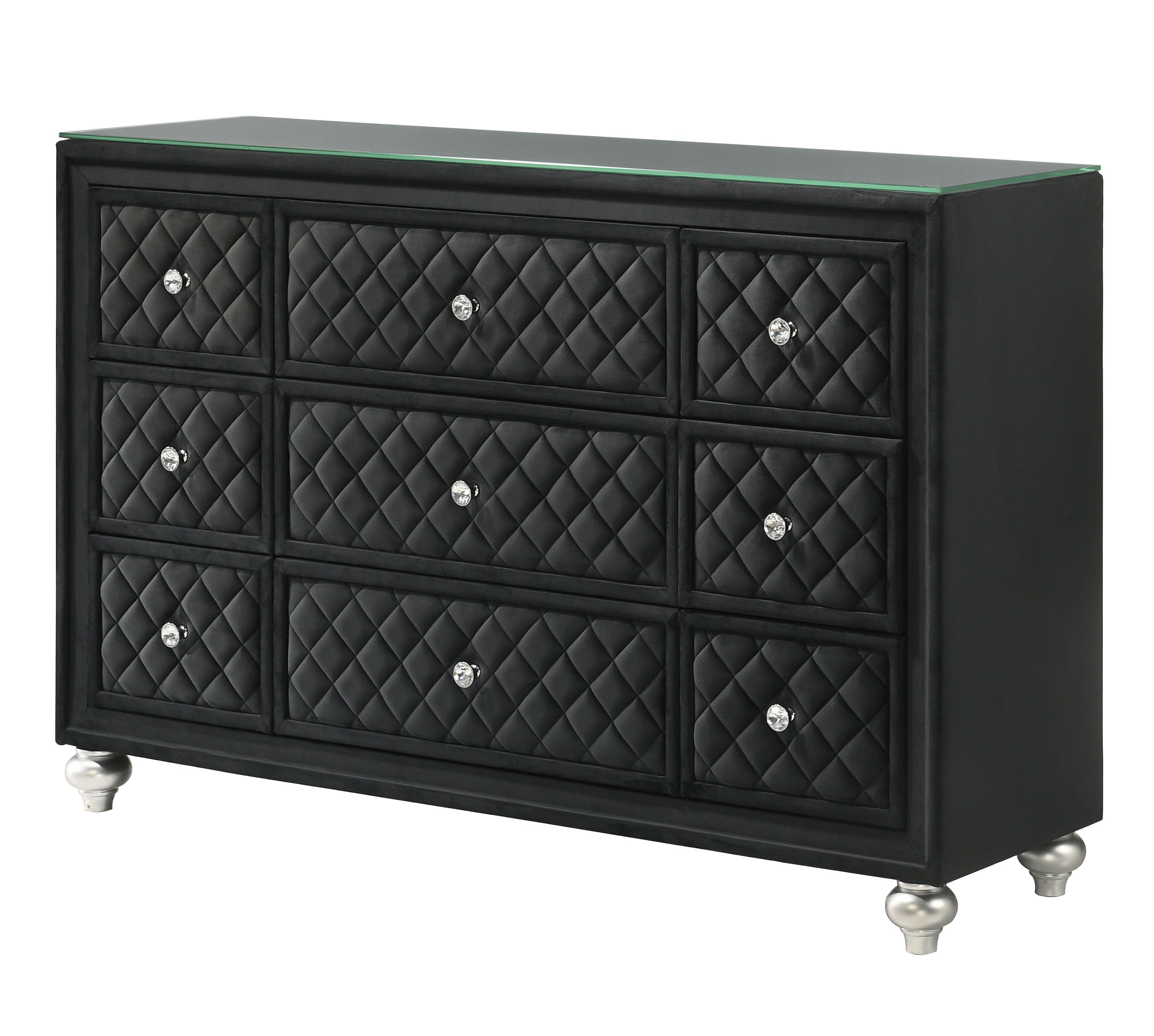 Cameo Black Upholstered Panel Bedroom Set
