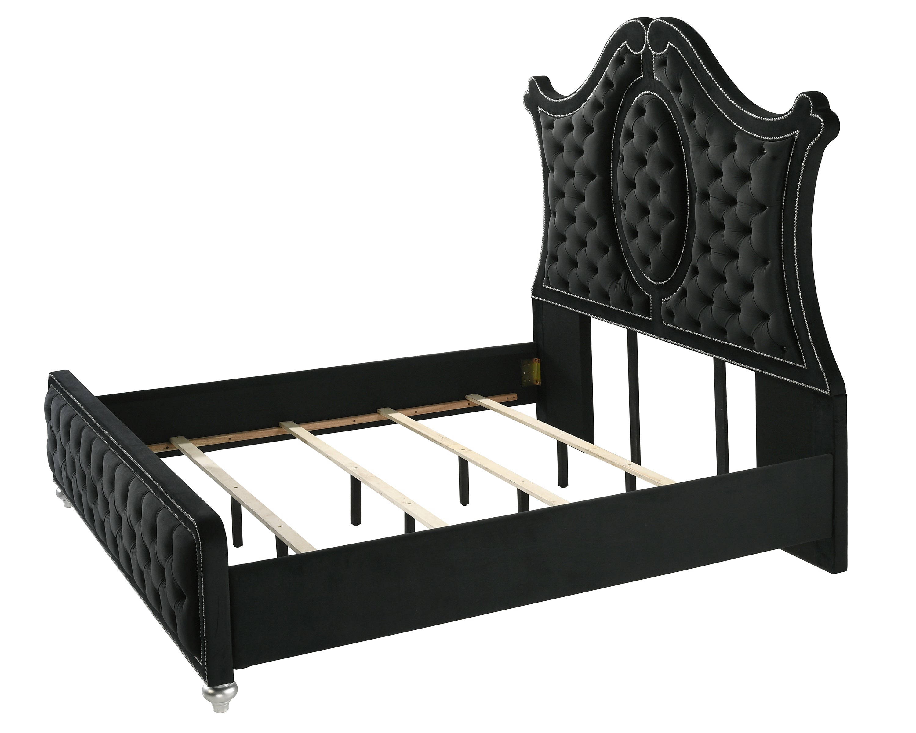 Cameo Black Upholstered Panel Bedroom Set