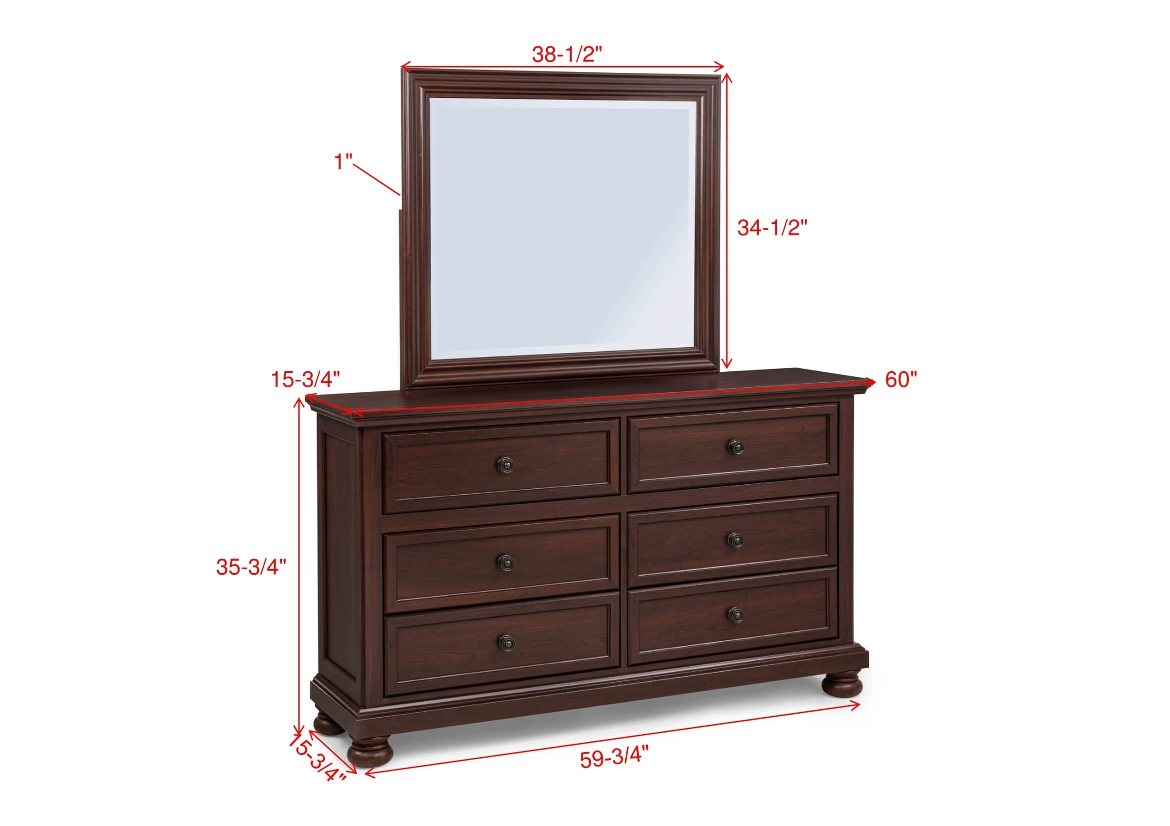 Claribelle Cherry Dresser Top (Mirror Only)