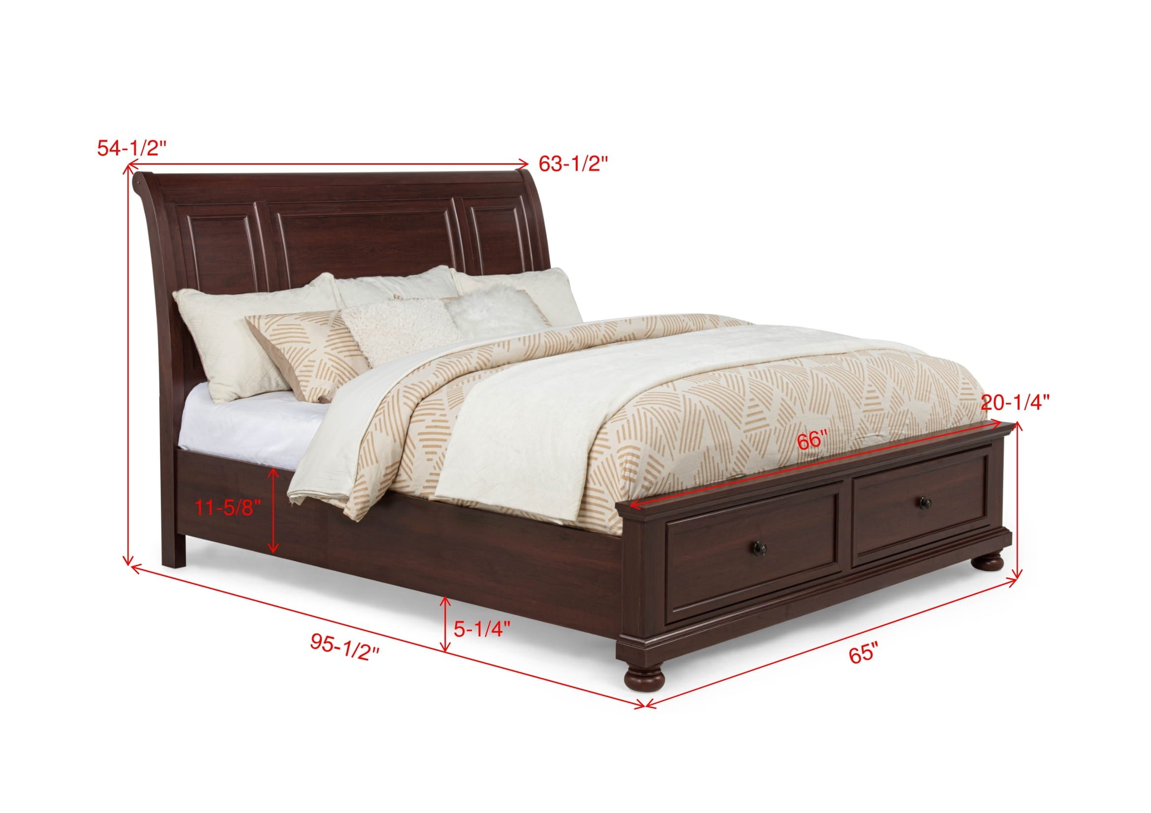 Claribelle Cherry Queen Storage Sleigh Bed