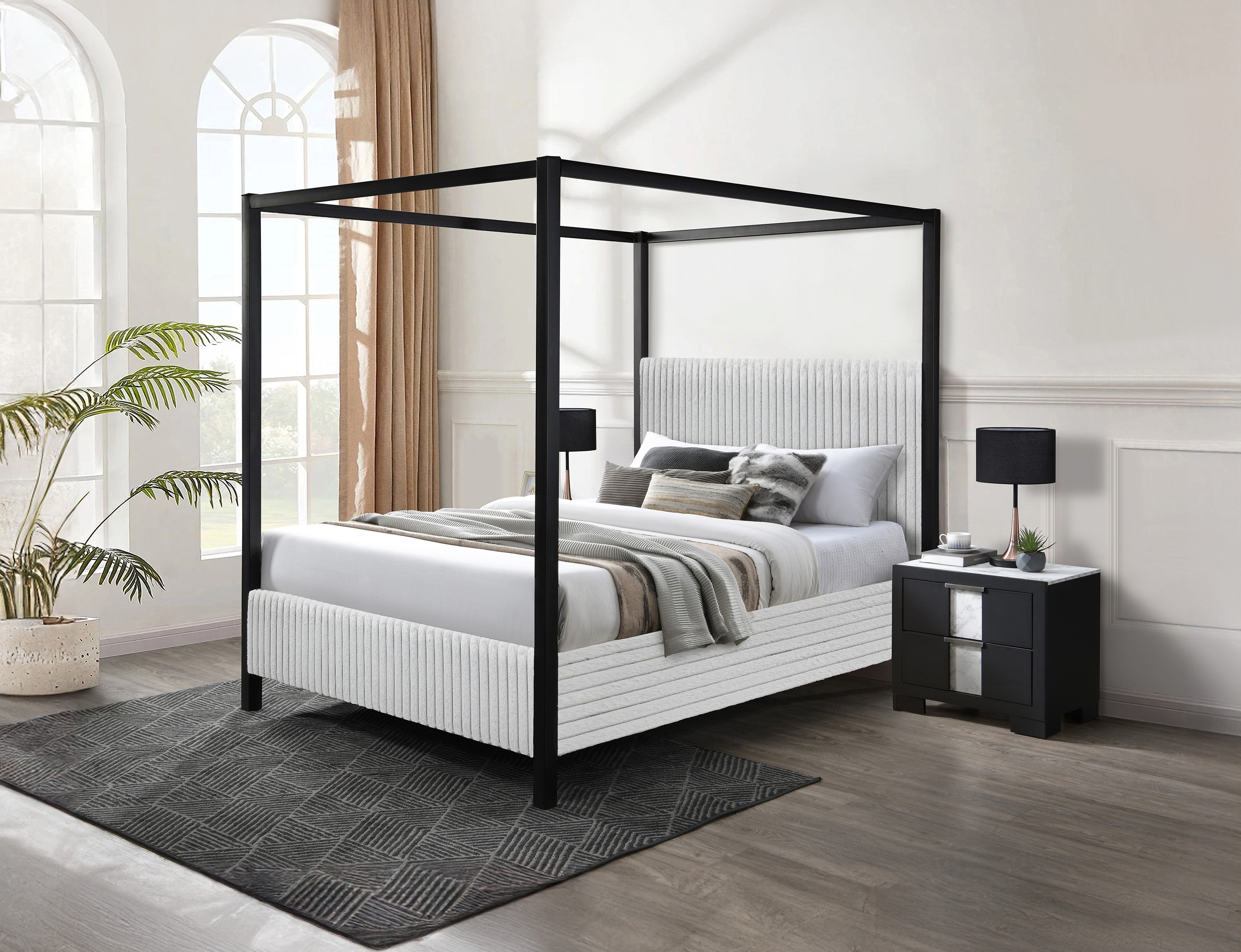Cora Light Gray Queen Canopy Bed