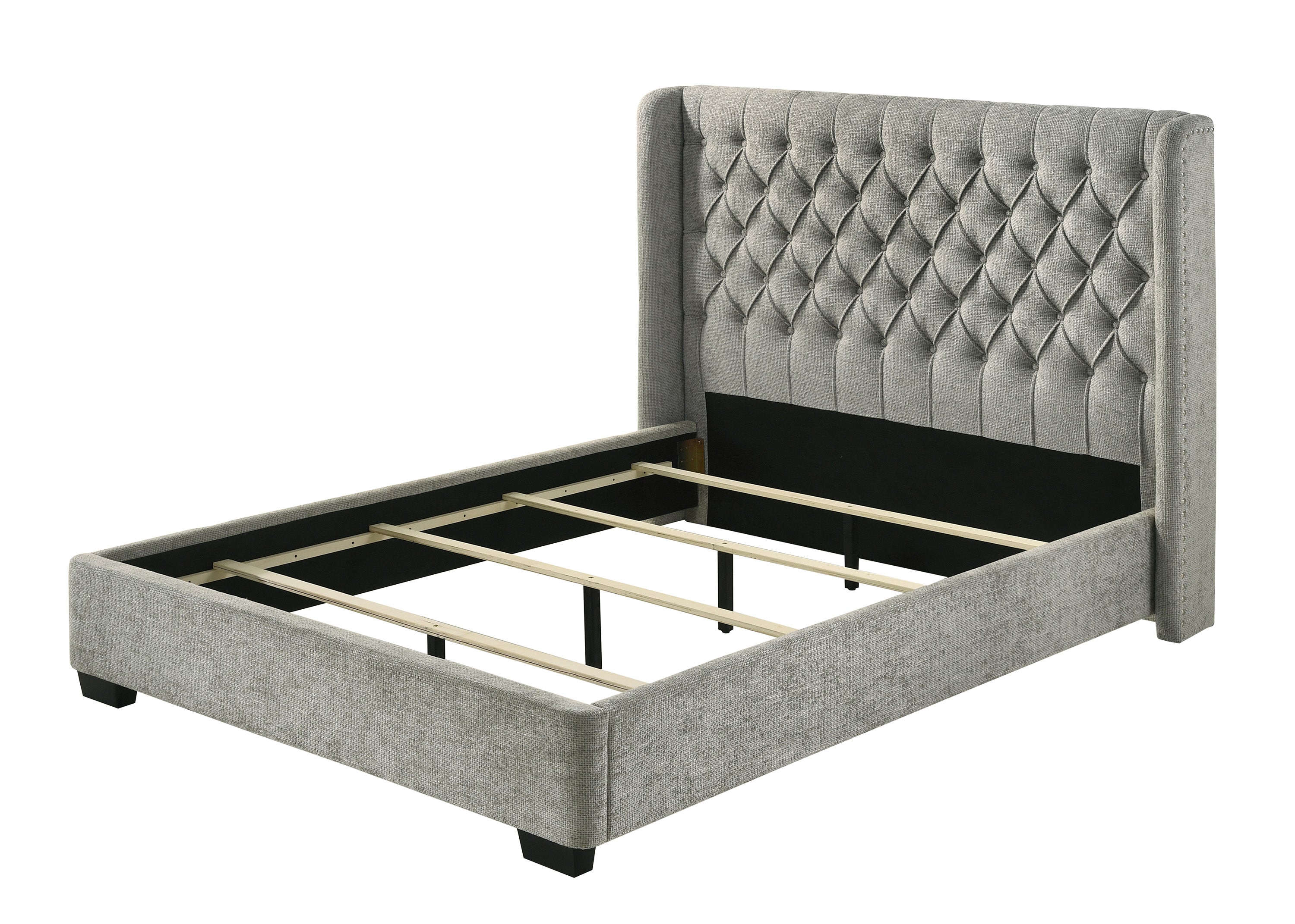 Daphne Light Gray Tweed Upholstered King Bed