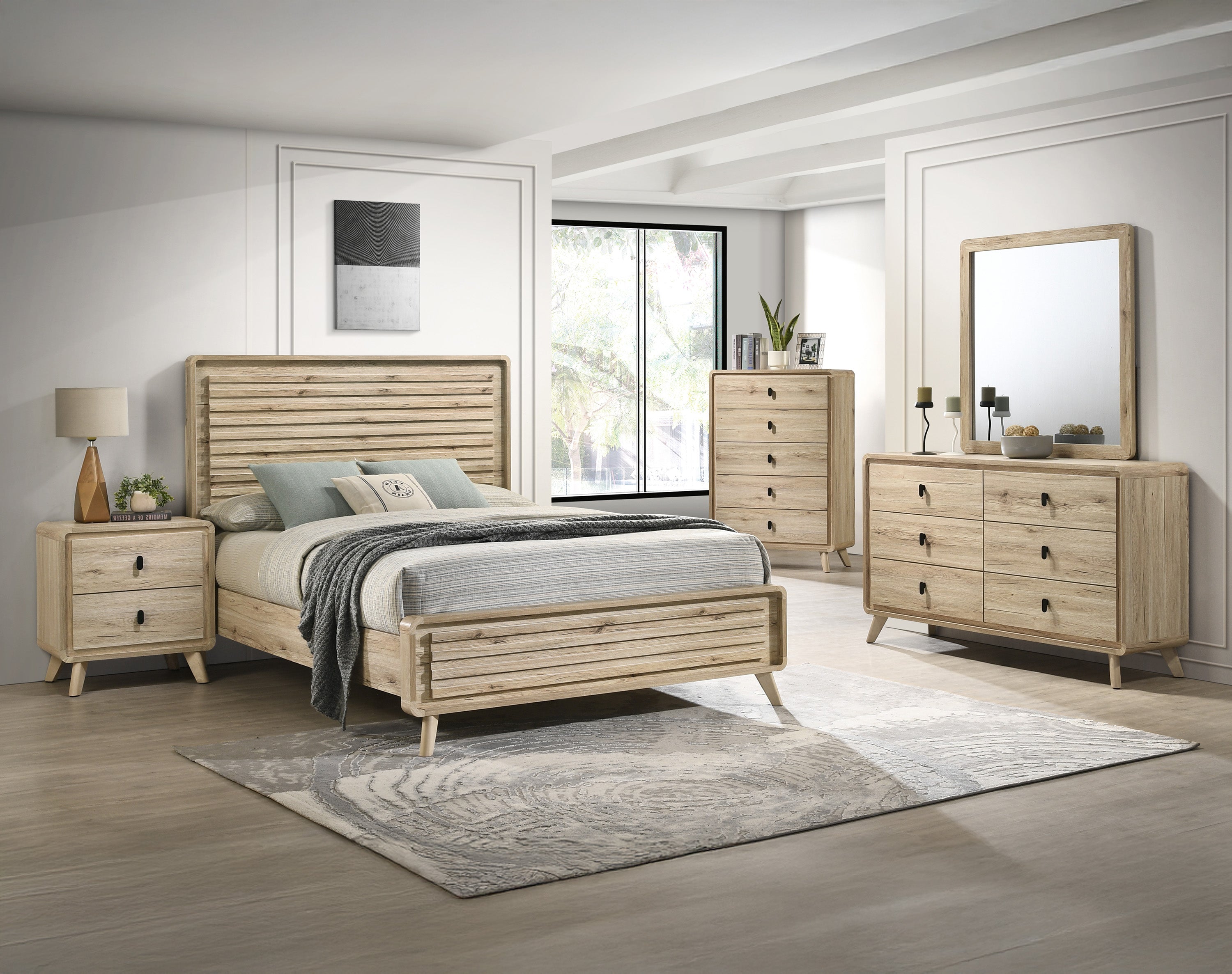 Dawson Light Wood Panel Bedroom Set
