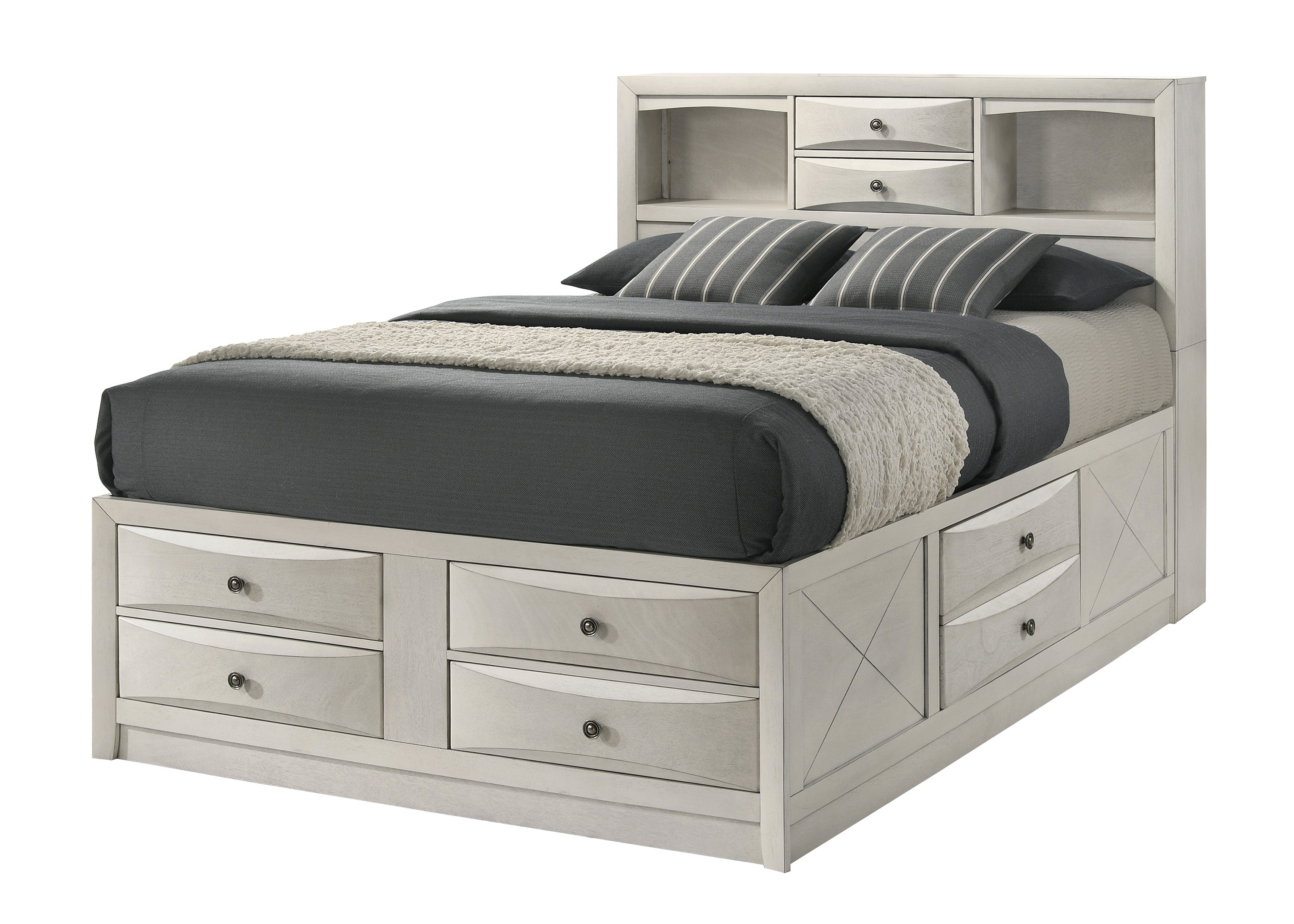 Emily White Queen Storage Platform Bed