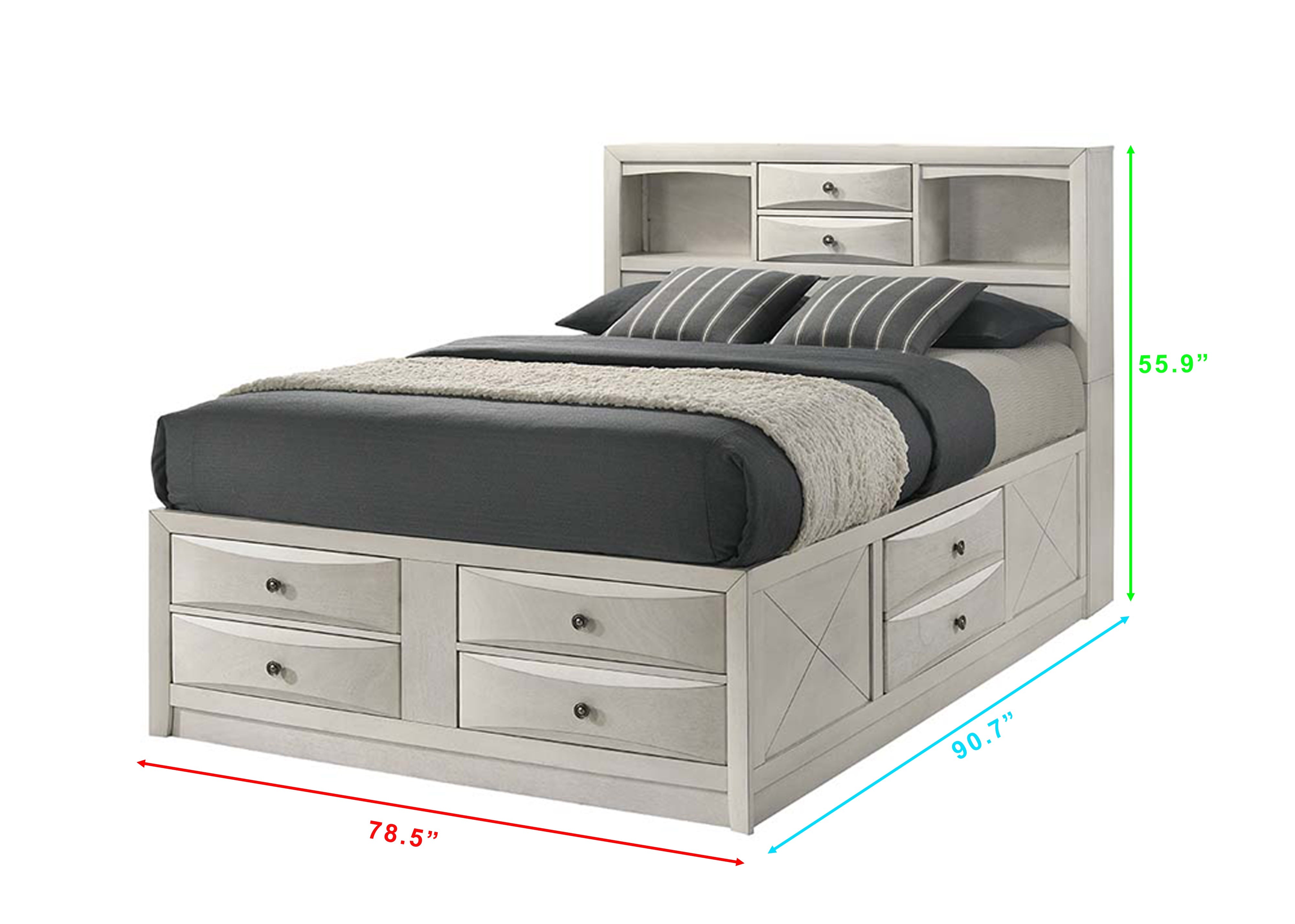 Emily White King Storage Platform Bed