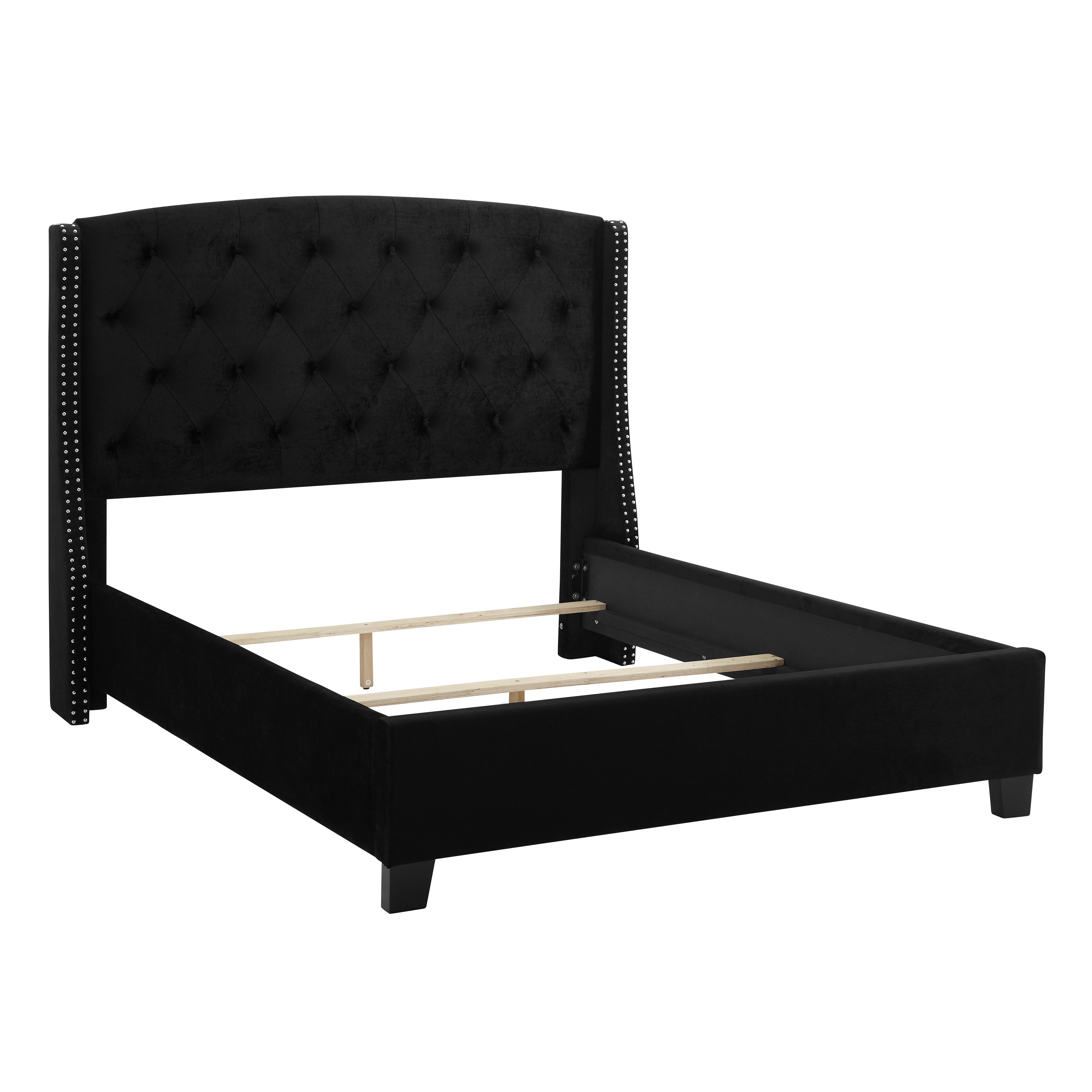 Eva Black Velvet King Upholstered Bed