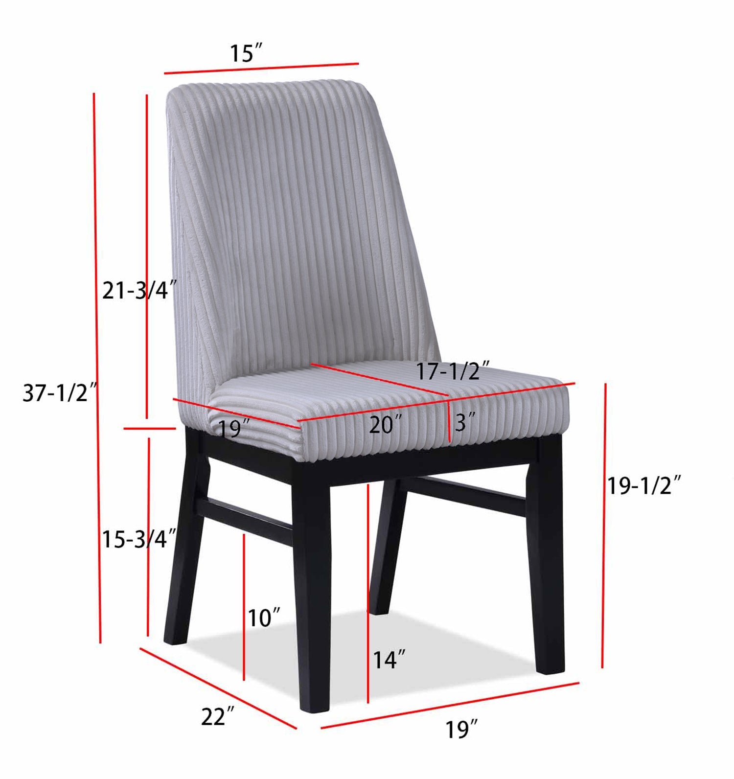 Hadley Black/Light Gray Dining Side Chair, Set of 2