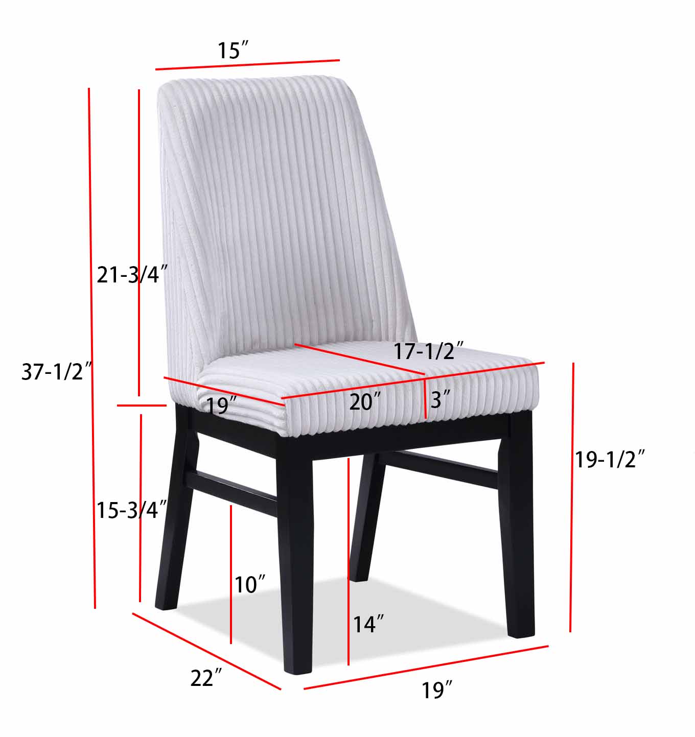 Hadley Black/White Dining Side Chair, Set of 2