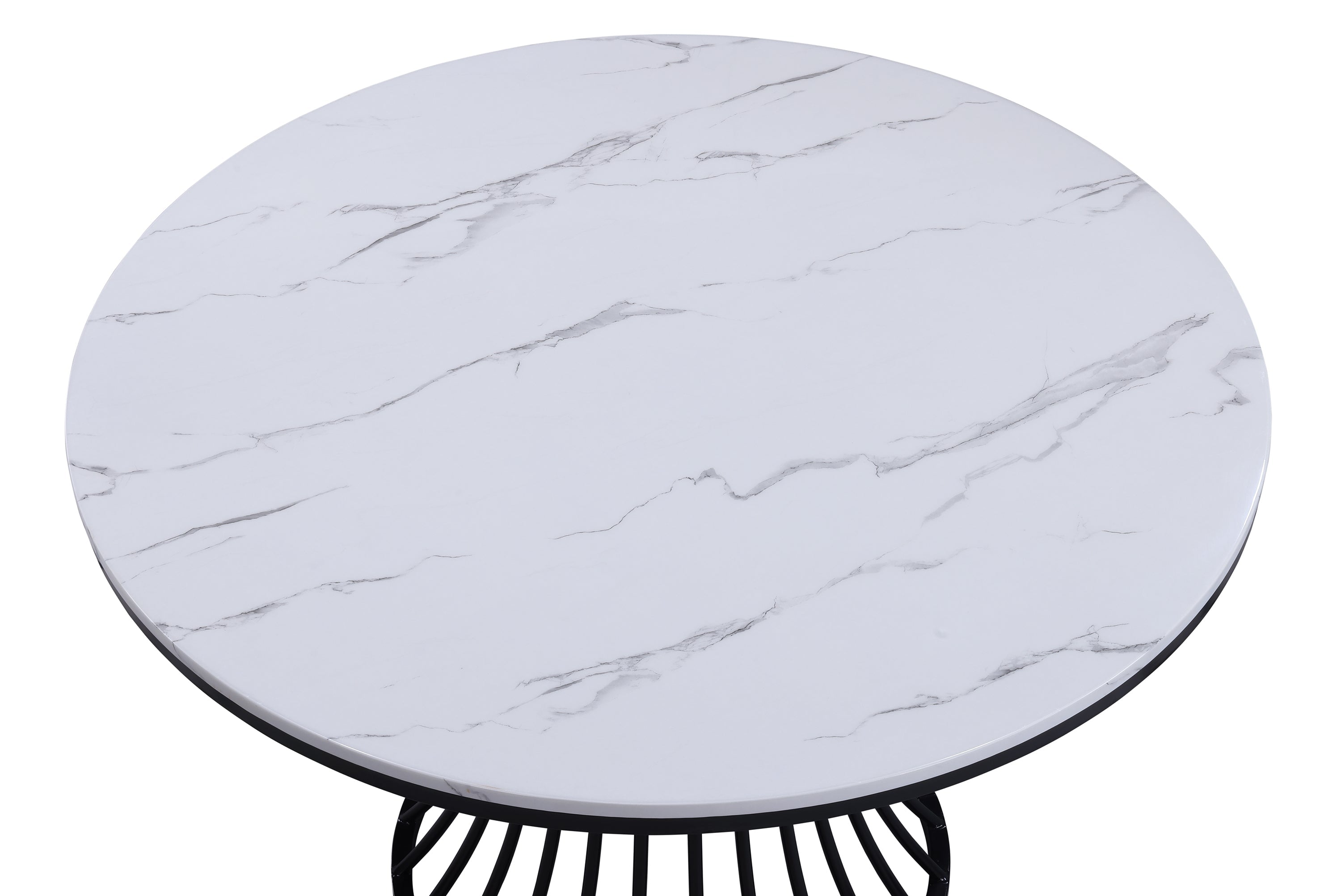 Hadley Black Faux Marble Top Round Dining Table