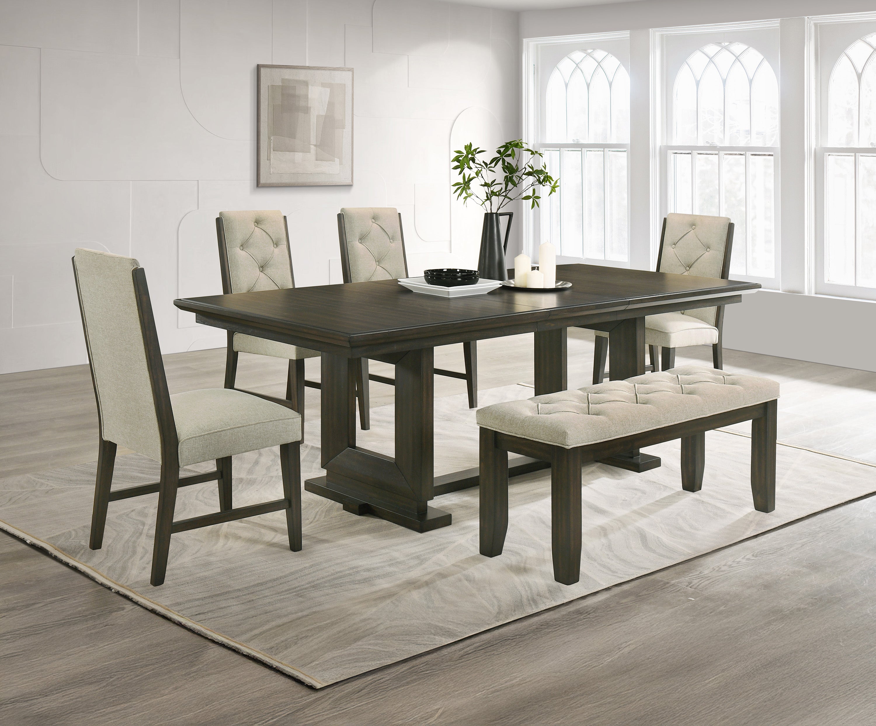 Herbert Espresso/Beige Extendable Dining Set