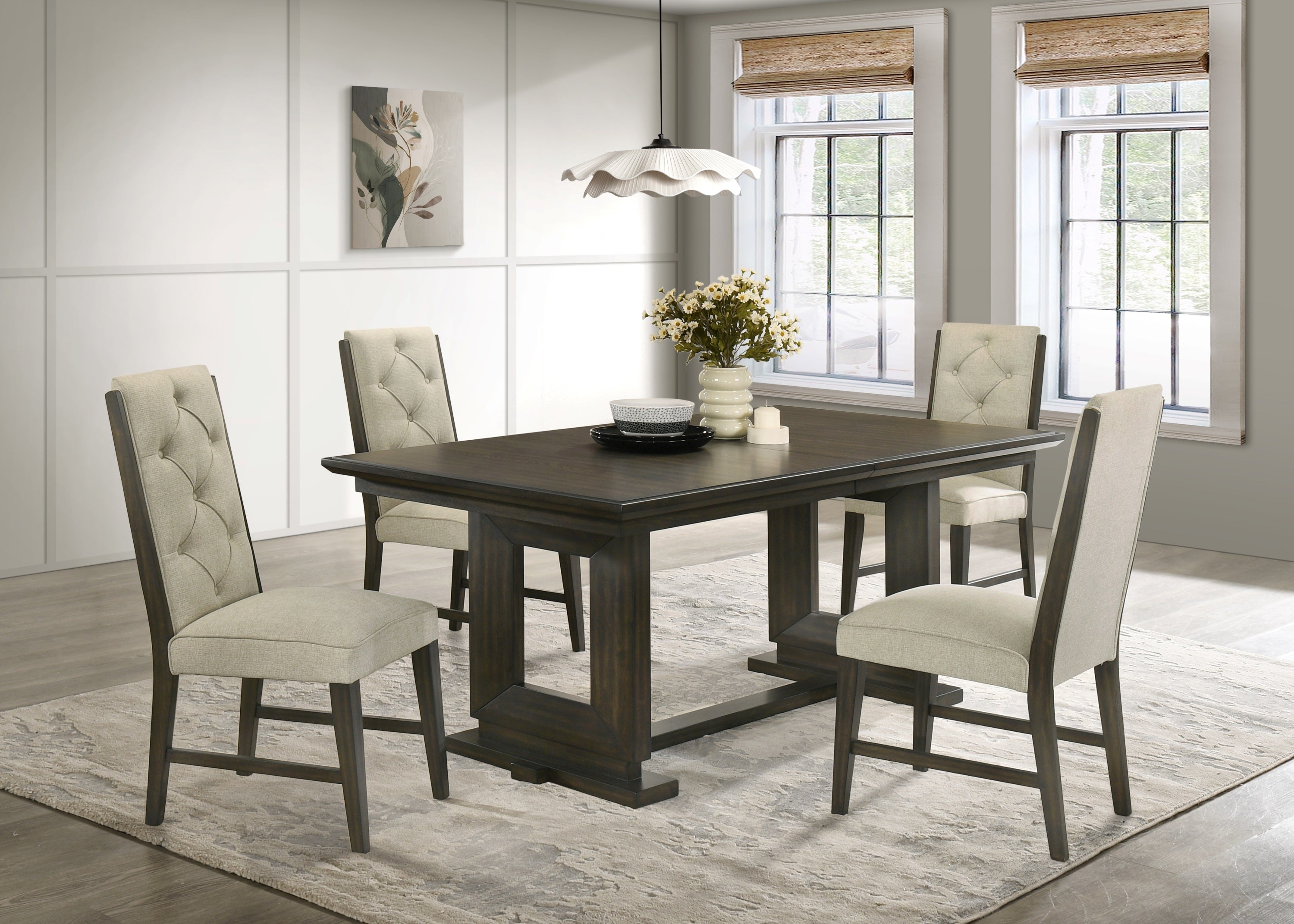 Herbert Espresso/Beige Dining Side Chair, Set of 2