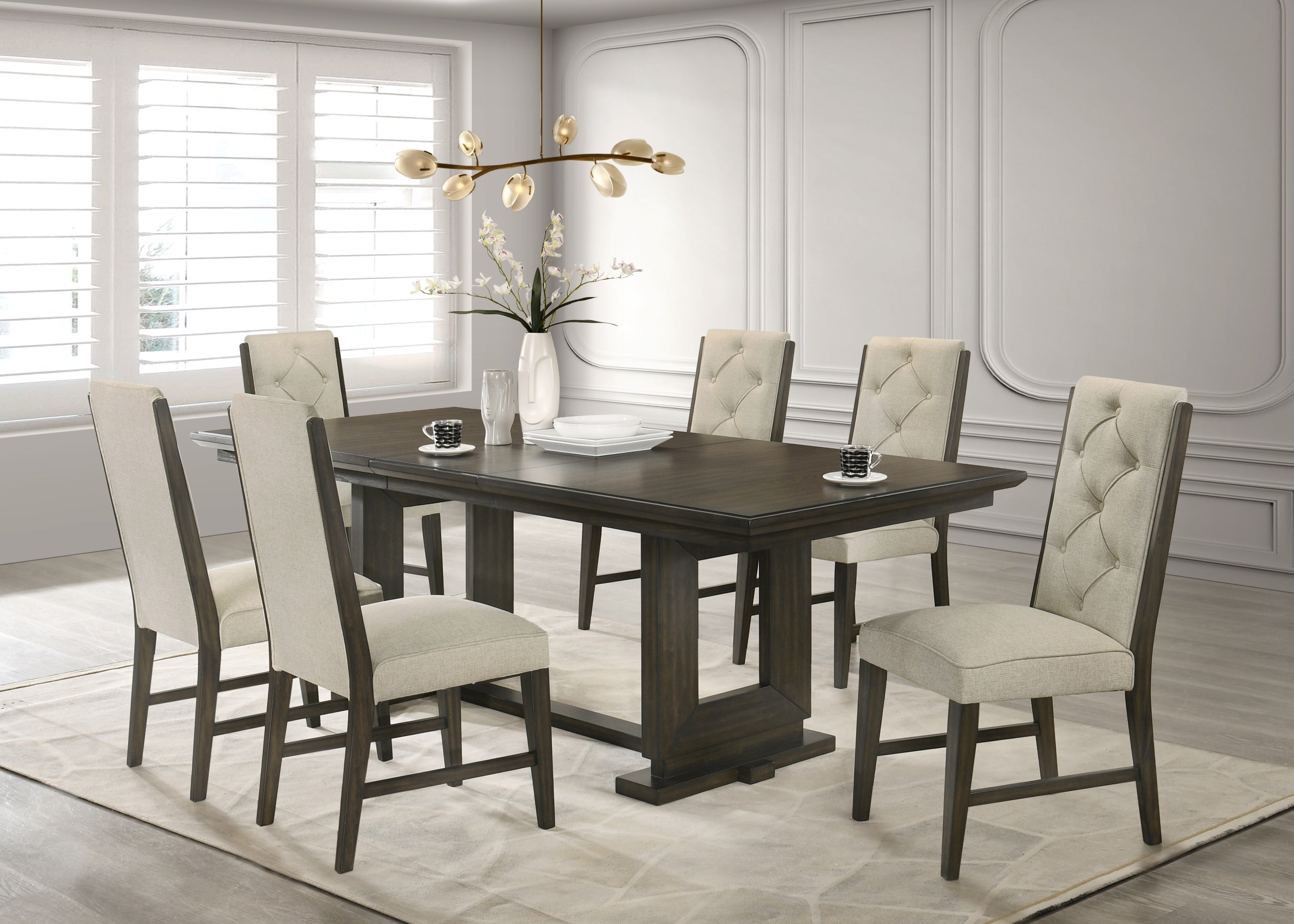 Herbert Espresso/Beige Extendable Dining Set