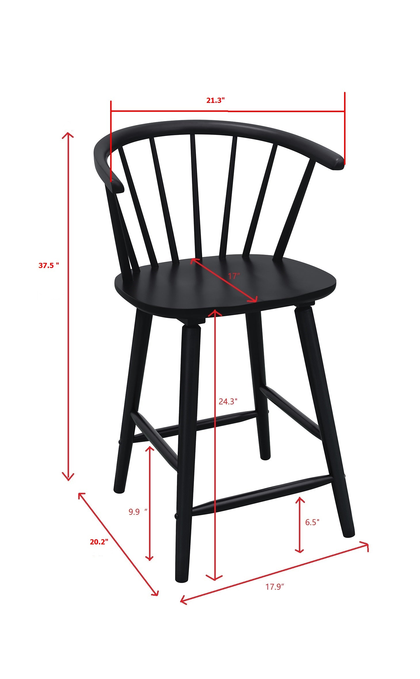 Janna Black Counter Height Stool, Set of 2
