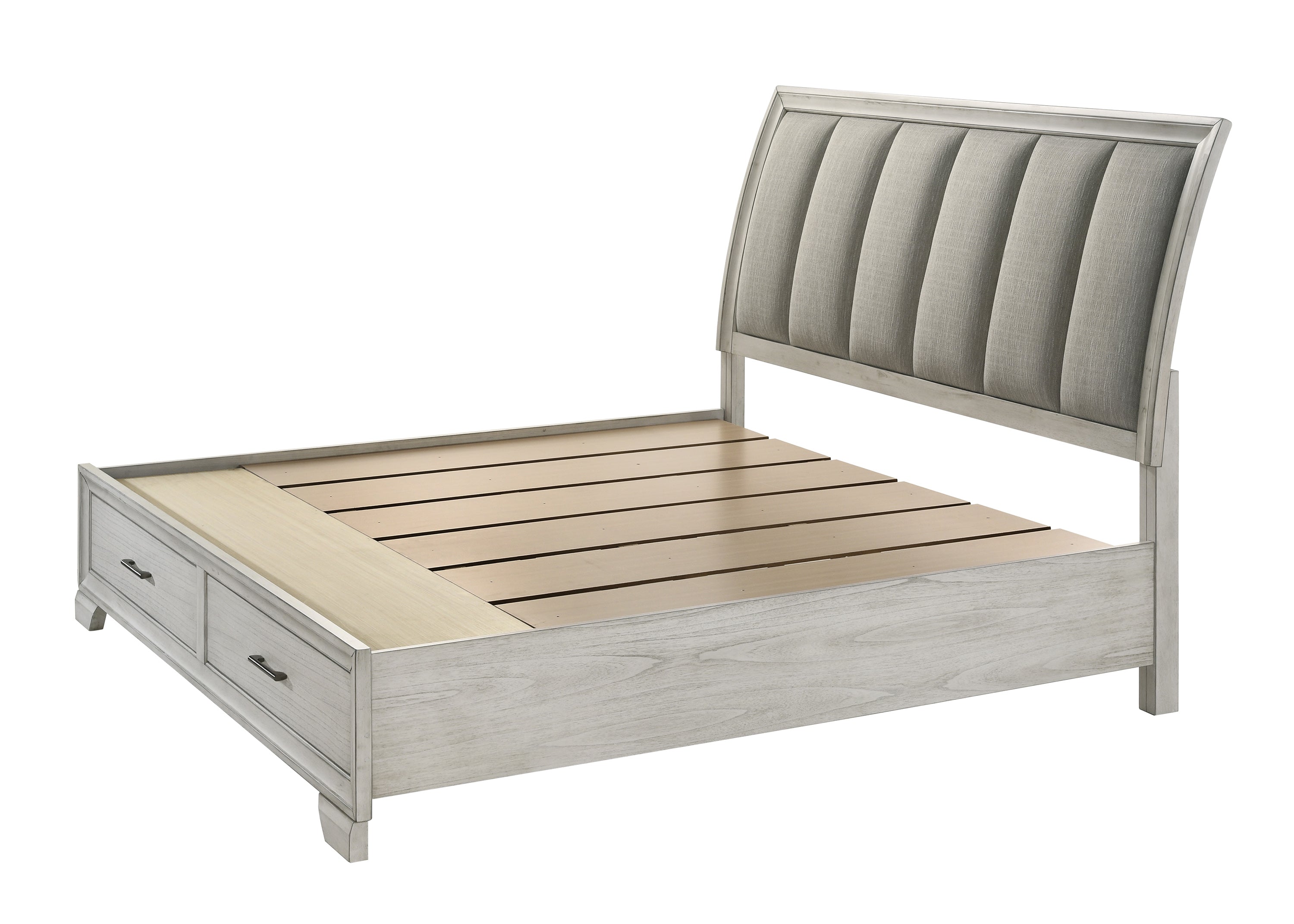 Jaymes White Mist Sleigh Storage Platform Bedroom Set