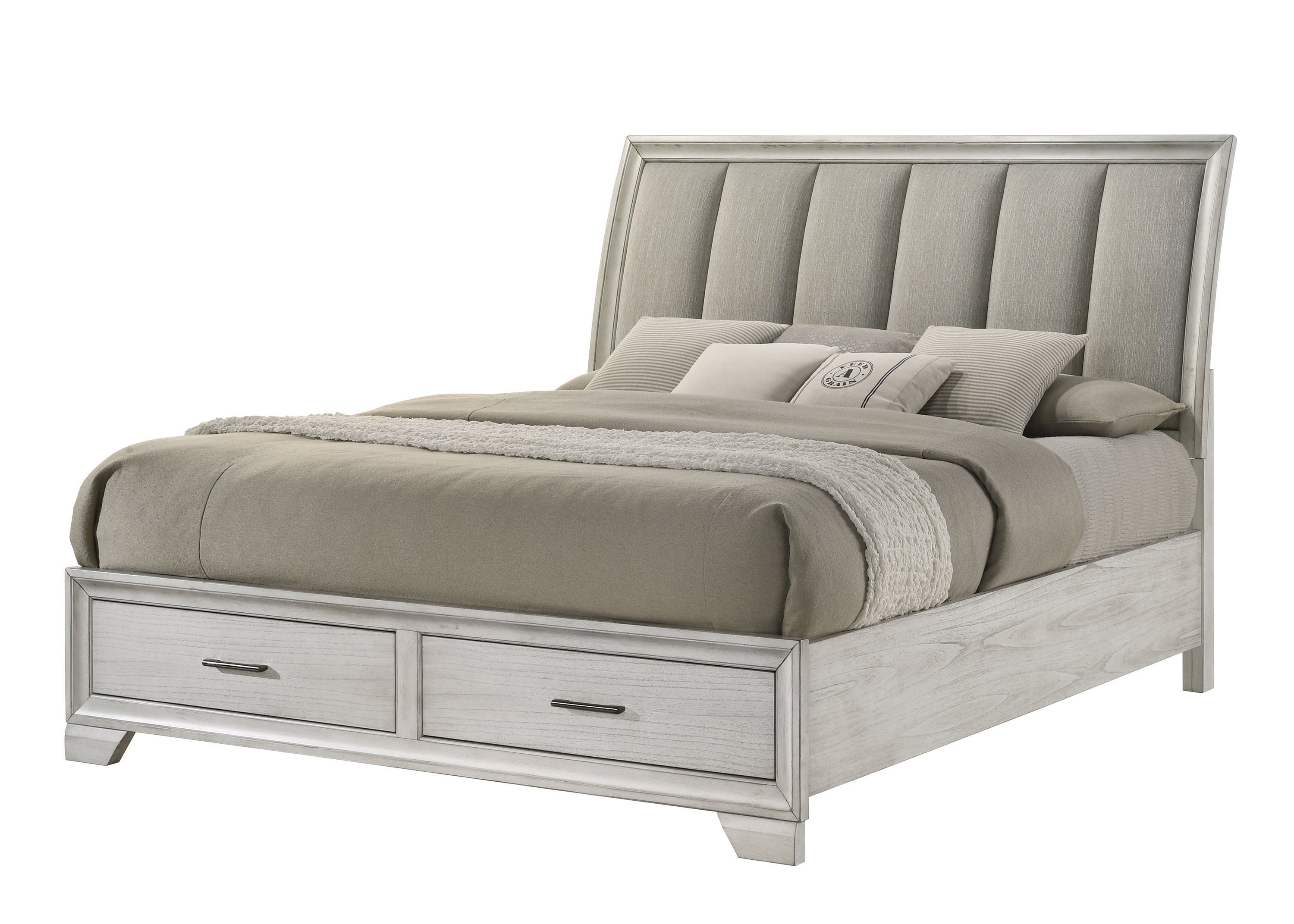 Jaymes White Mist Sleigh Storage Platform Bedroom Set