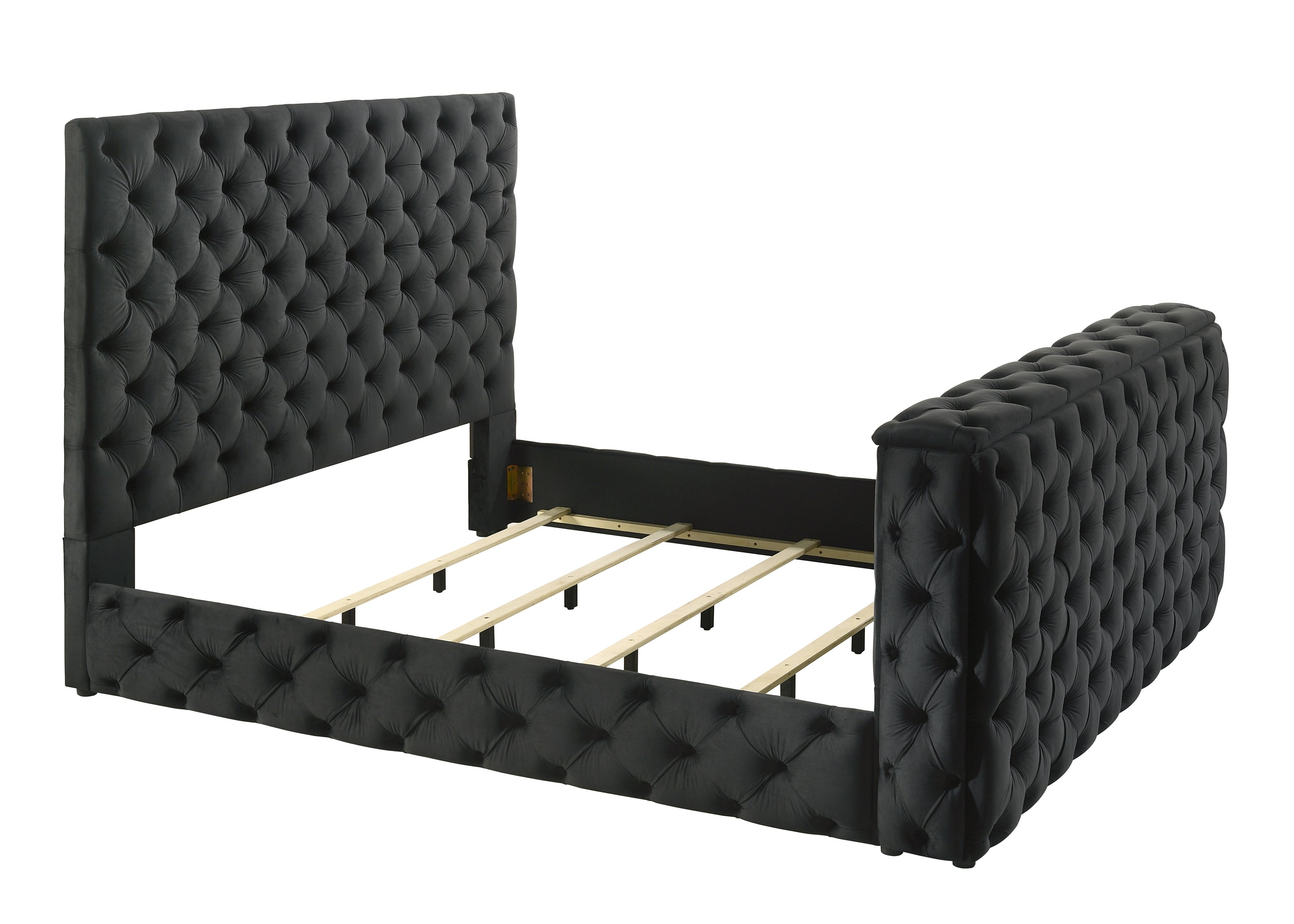 Josephine Black Queen Upholstered Panel Bed with TV Lift