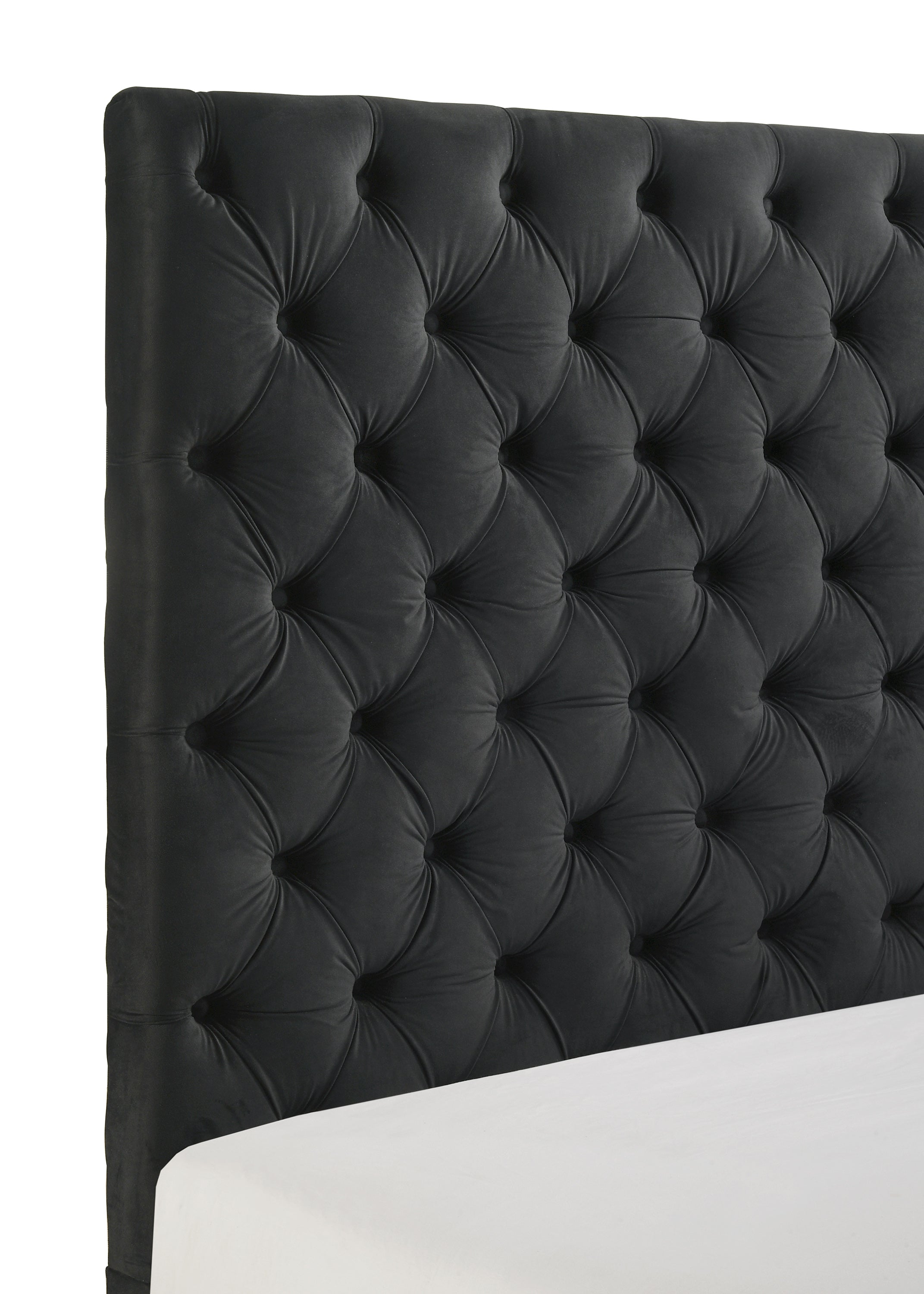 Josephine Black King Upholstered Panel Bed with TV Lift