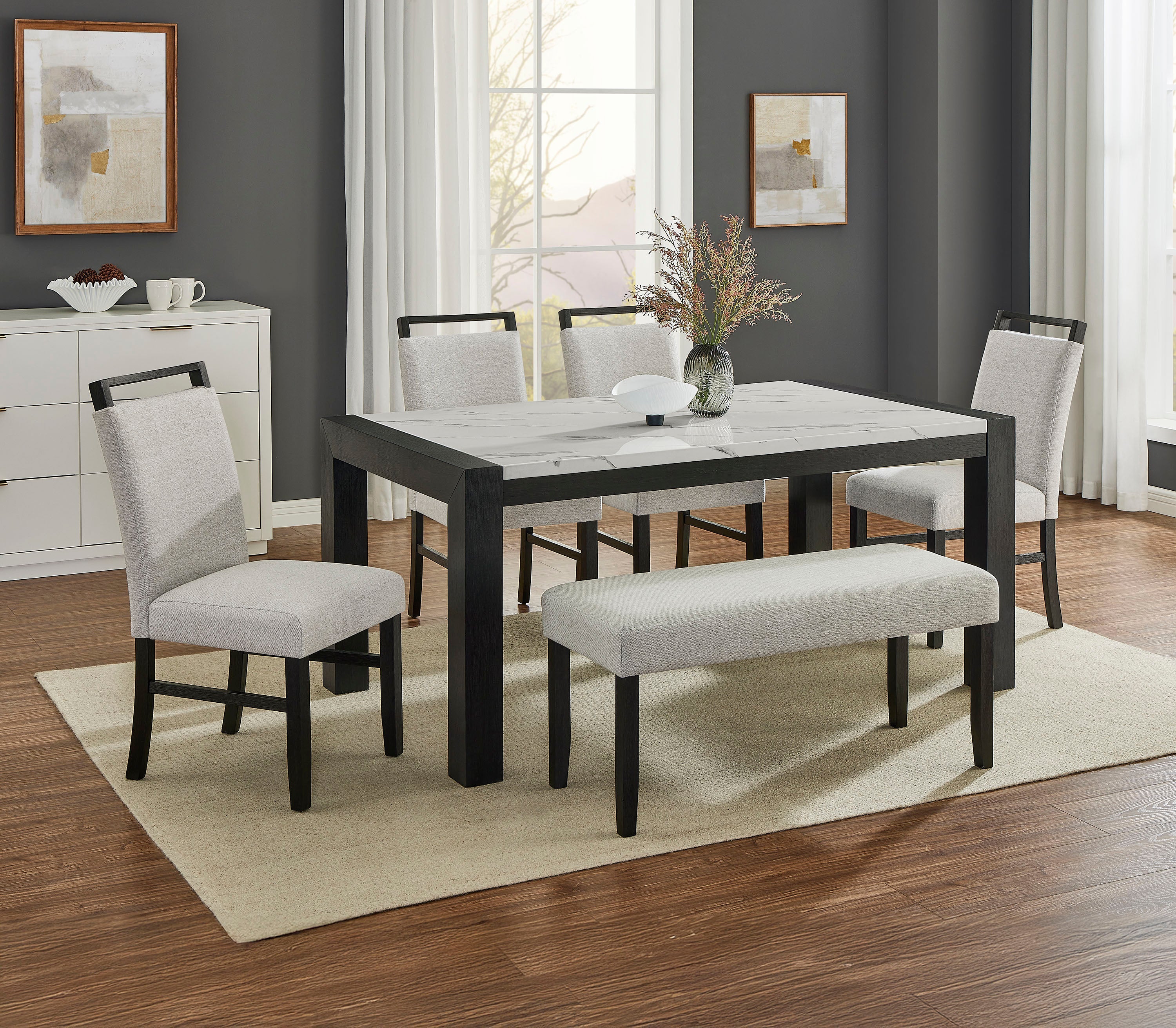 Jules Black/Light Gray Bench