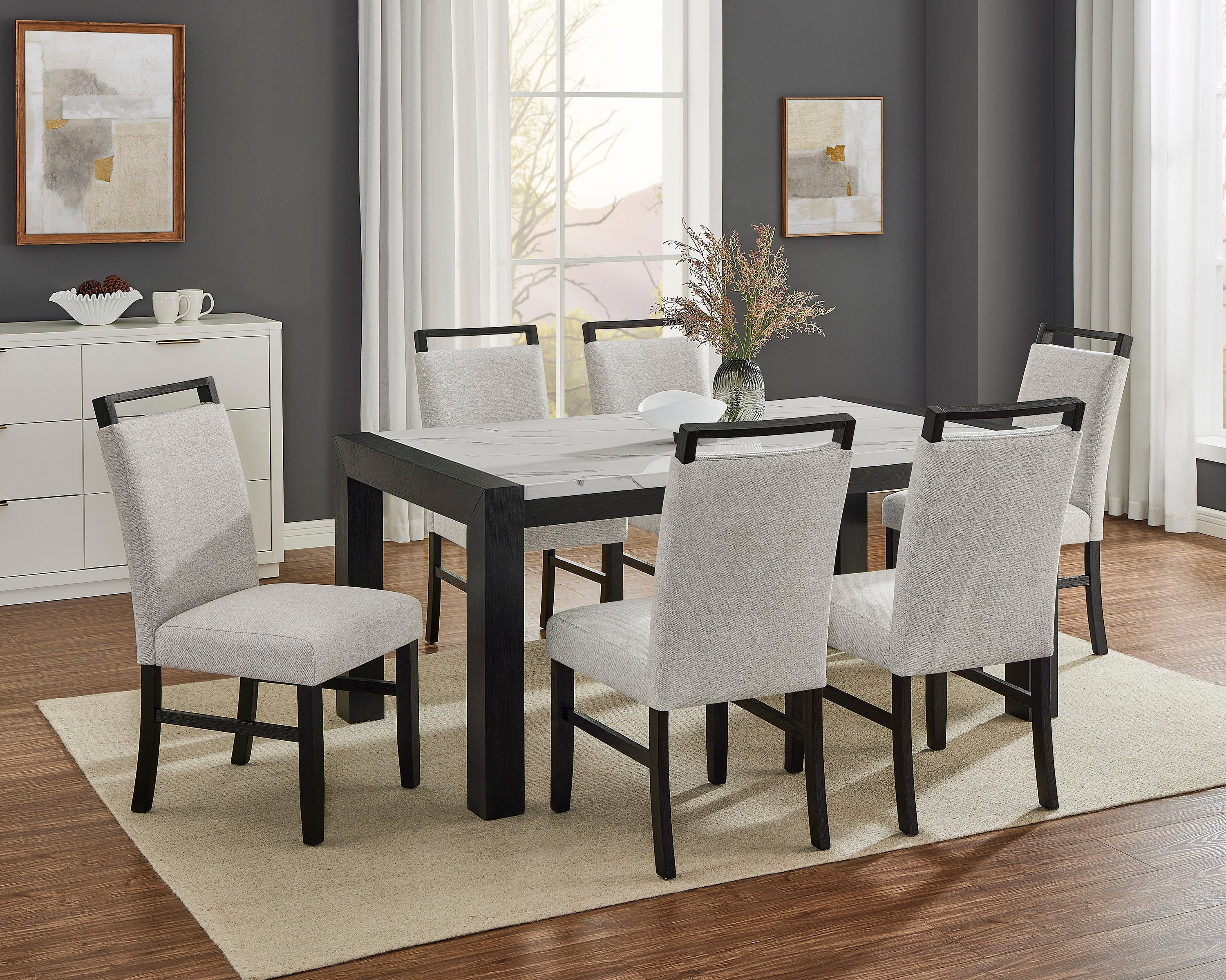 Jules Black/Light Gray Side Chair, Set of 2