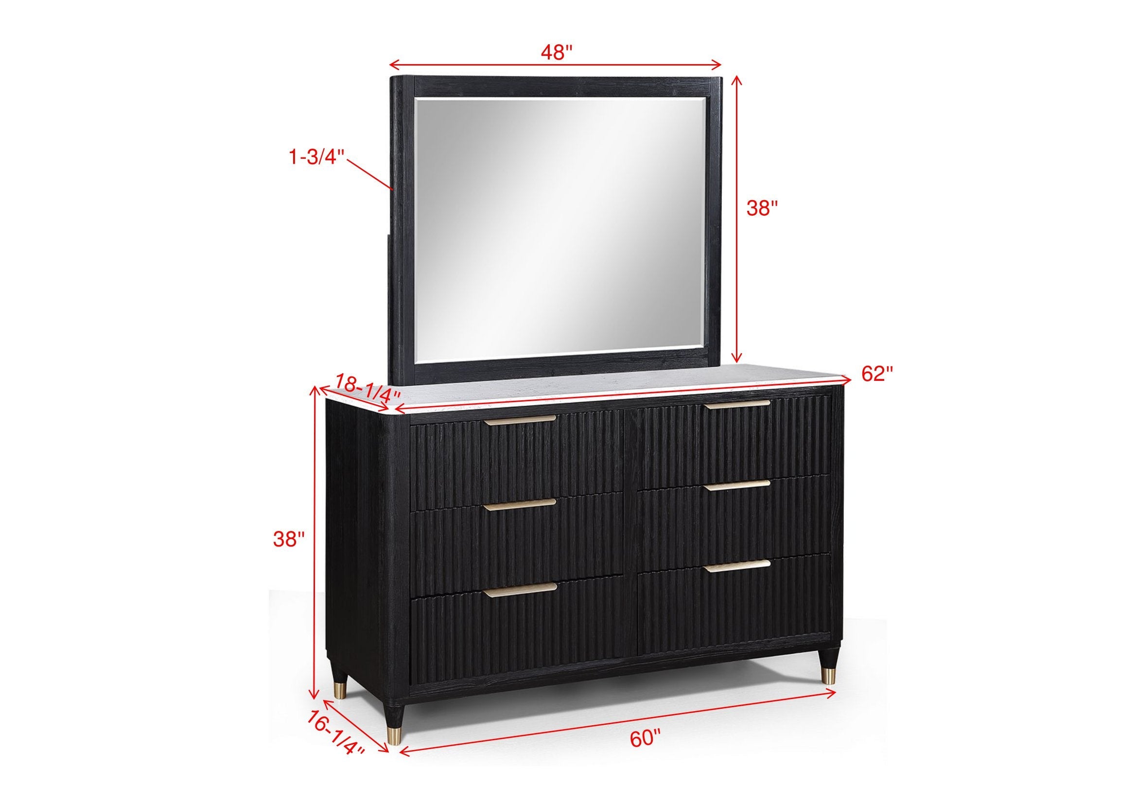 Kara Black Dresser Mirror (Mirror Only)