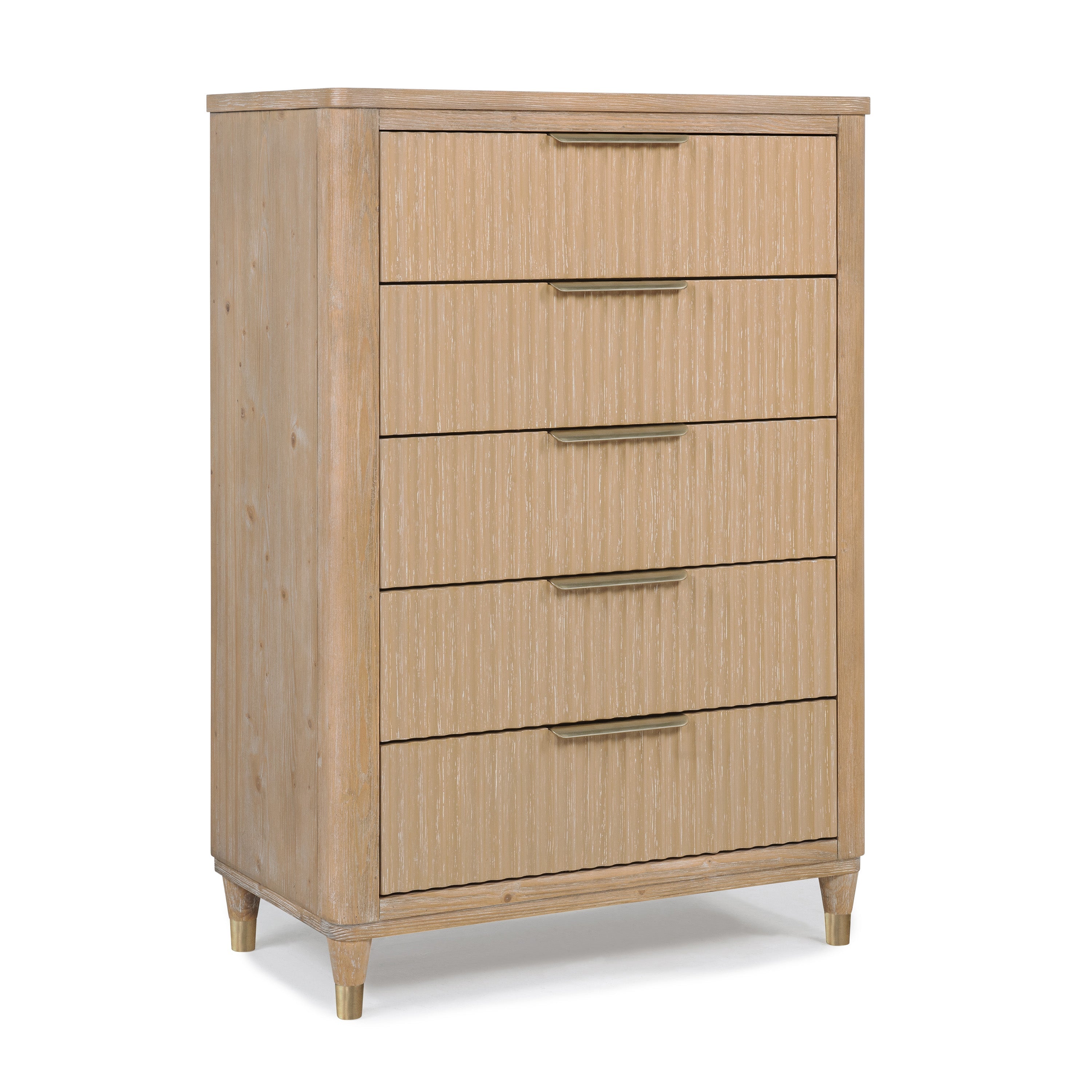 Kara Cerused Natural Upholstered Panel Bedroom Set