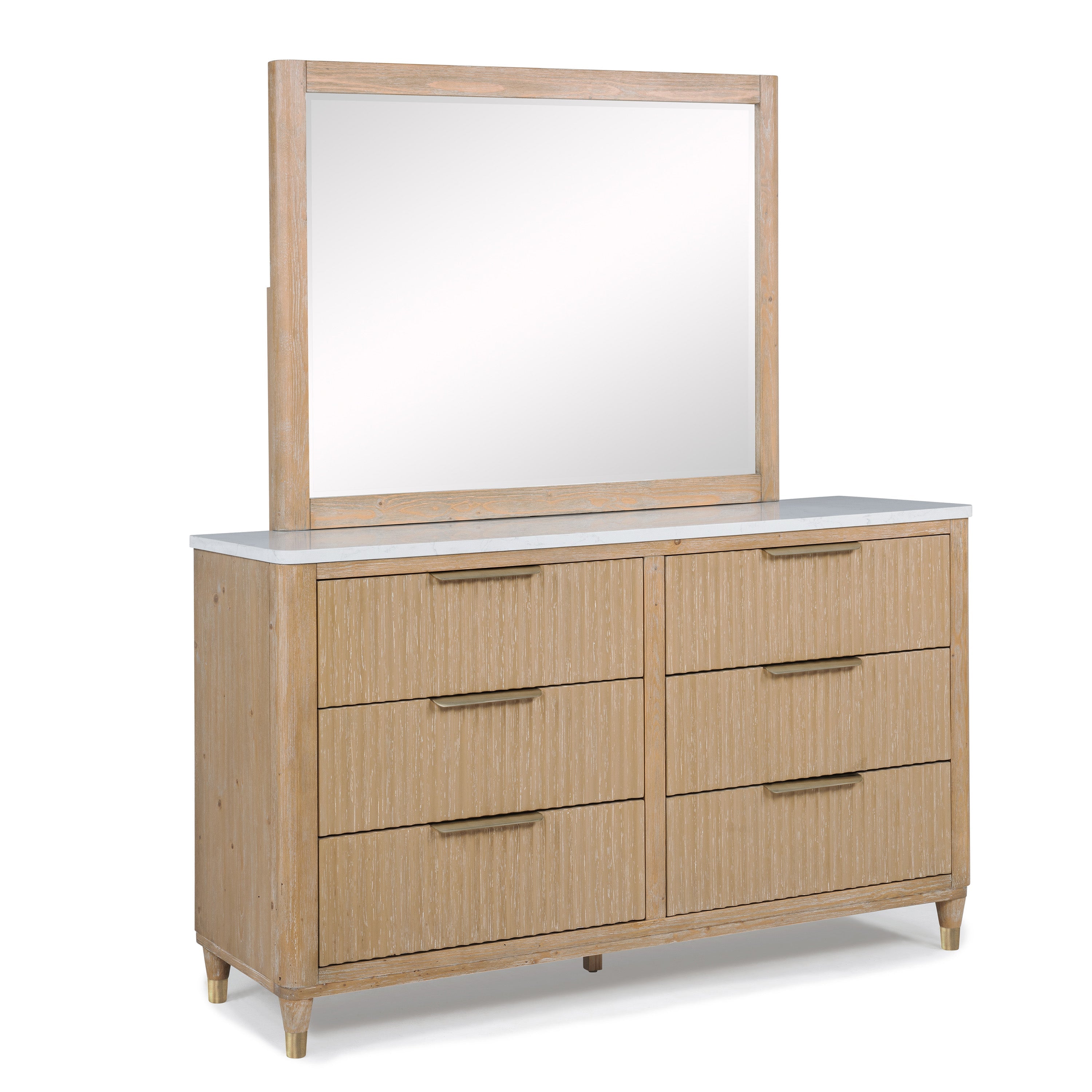 Kara Cerused Natural Upholstered Panel Bedroom Set